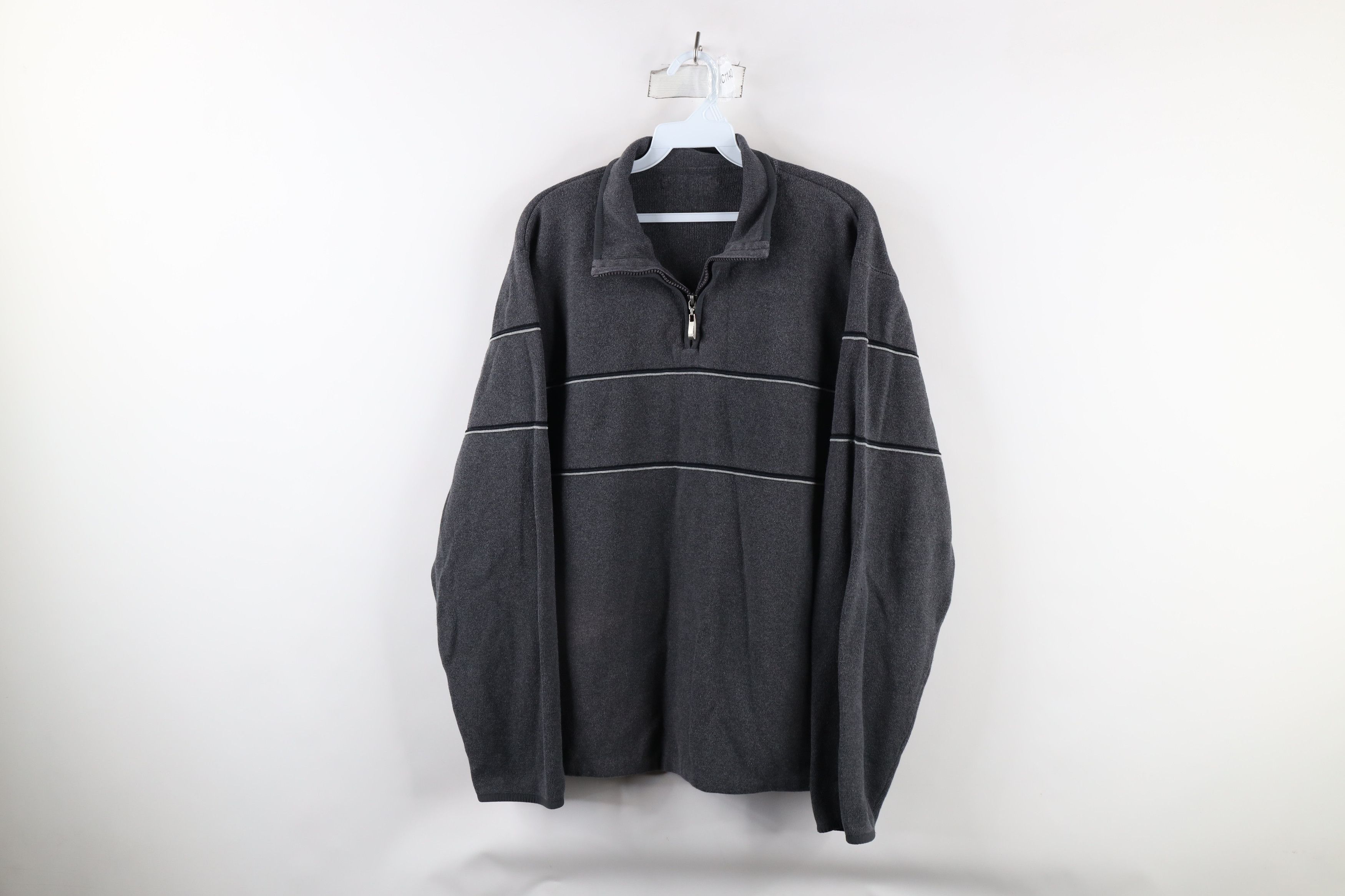 Vintage Vintage 90s Streetwear Striped Heavyweight Half Zip Sweater Size US L / EU 52-54 / 3 - 1 Thumbnail