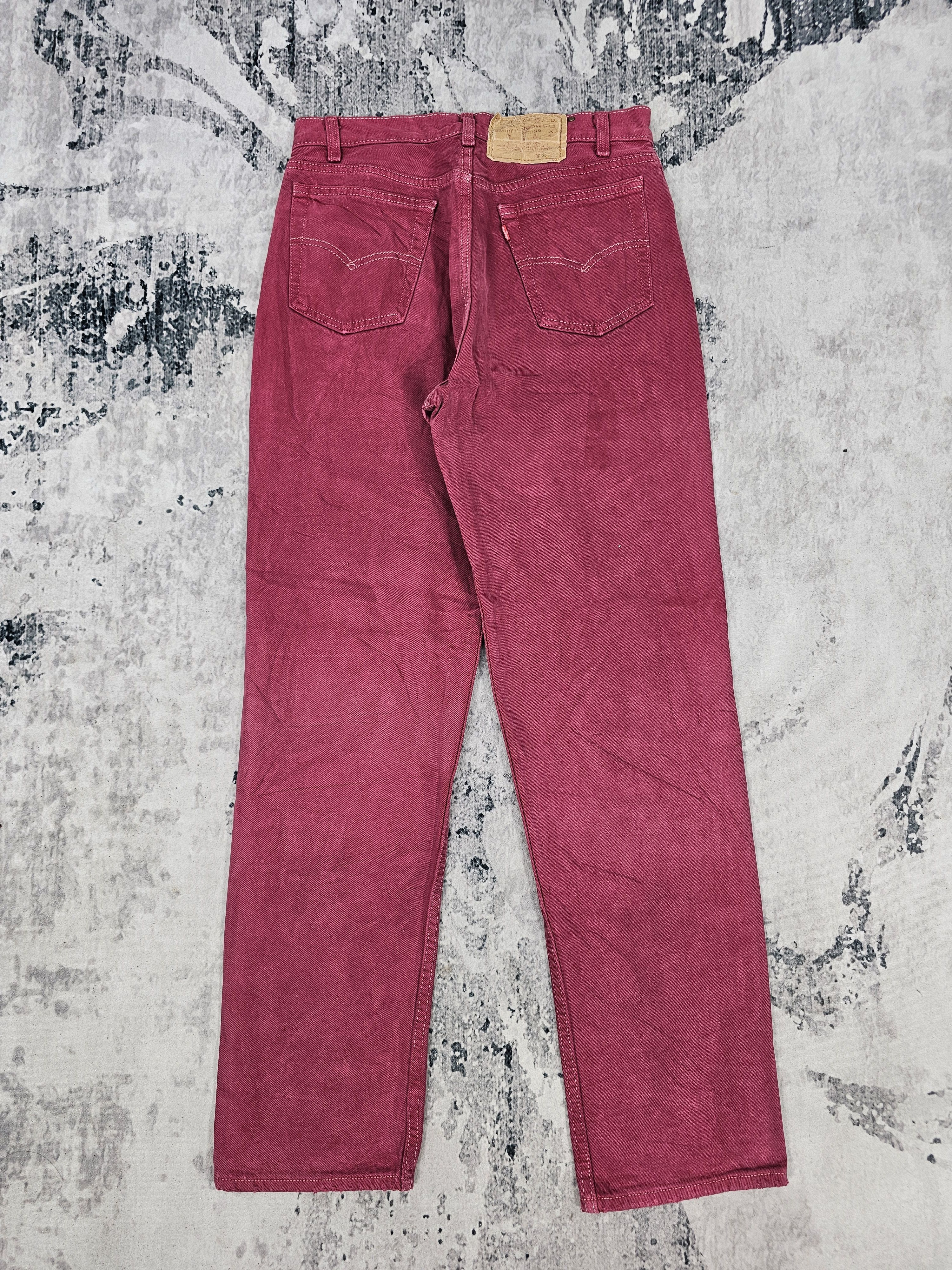 Levi's Vtg 90's LEVIS 501 Maroon Ripped Jeans Size 29X30 L0423 Size US 29 - 2 Thumbnail