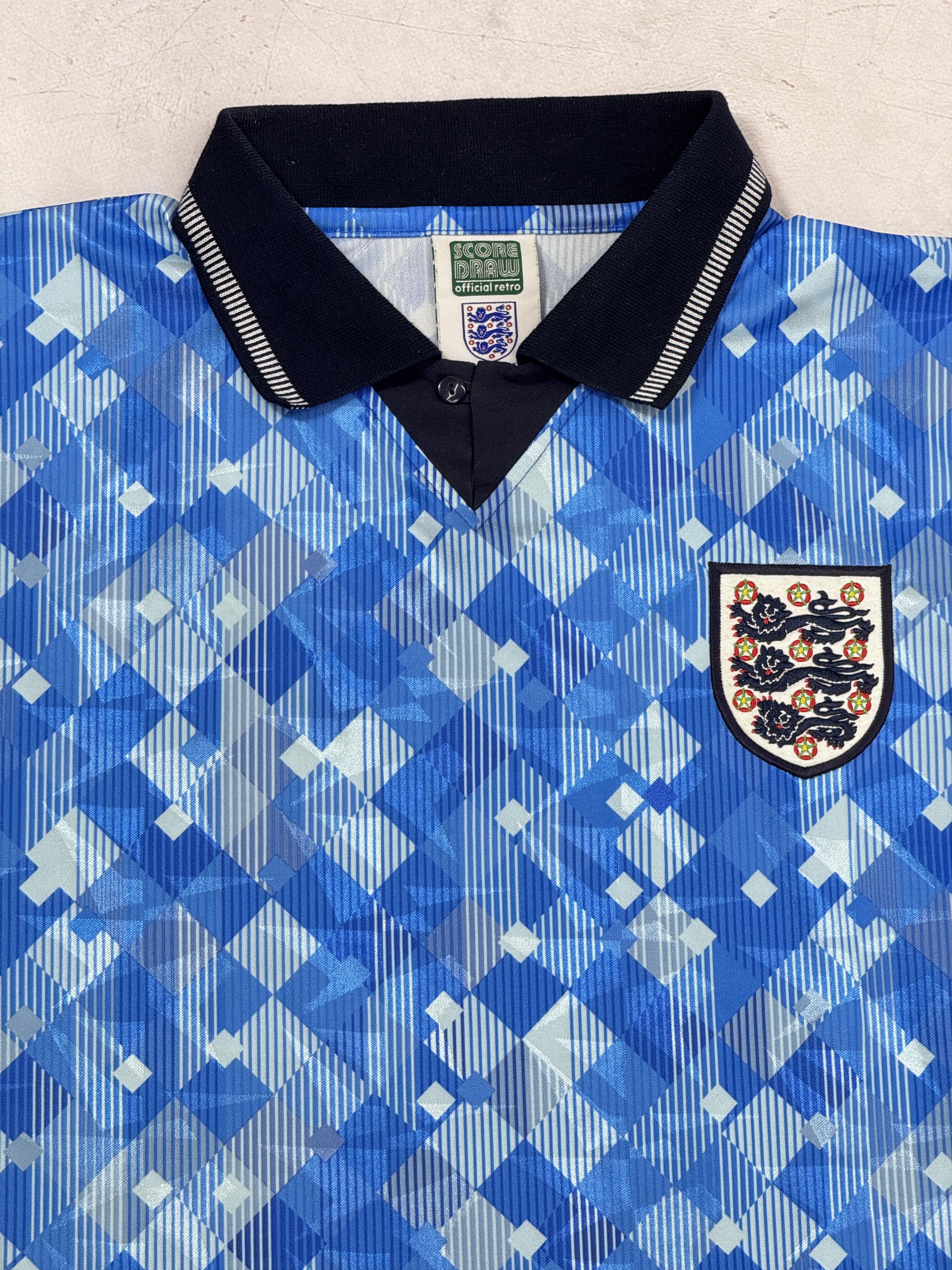 Vintage 1990 - 92 England Third Football Shirt Jersey by Score Draw Size US S / EU 44-46 / 1 - 3 Thumbnail