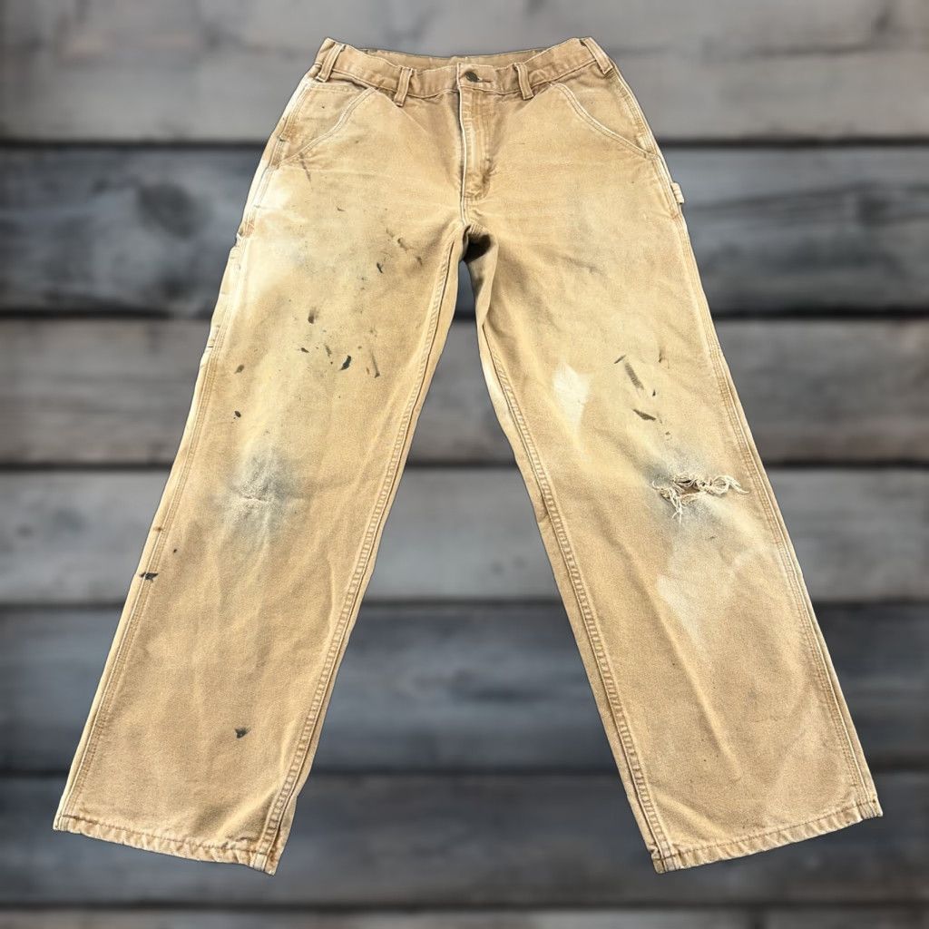 Carhartt VINTAGE Carhartt Pants Mens 32x30 Brown Tan Carpenter Canvas Sun Faded B11 BRN Size US 32 / EU 48 - 1 Thumbnail
