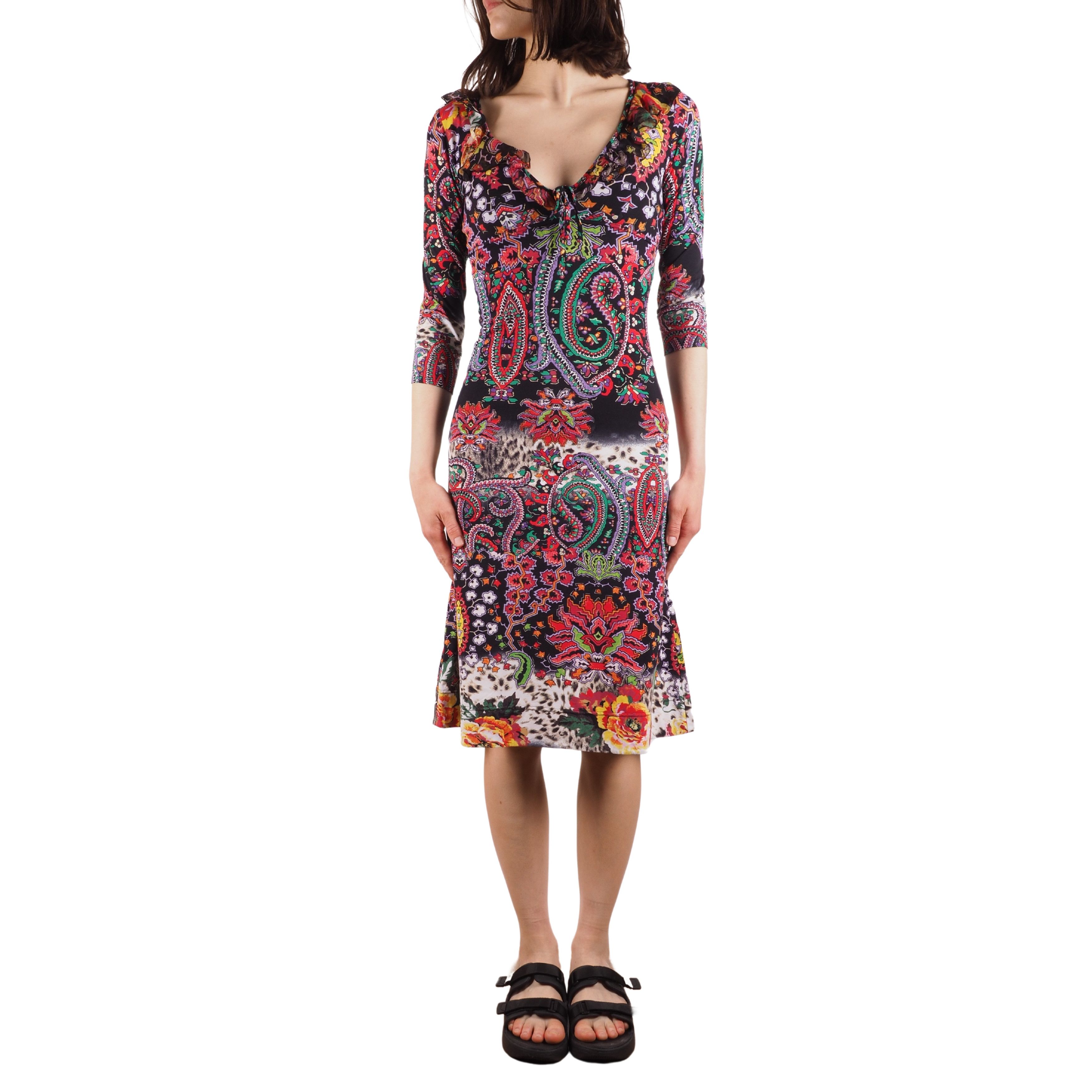 Just Cavalli Just Cavalli Vintage Floral Paisley Ruffle Midi Dress Size M / US 6-8 / IT 42-44 - 1 Thumbnail