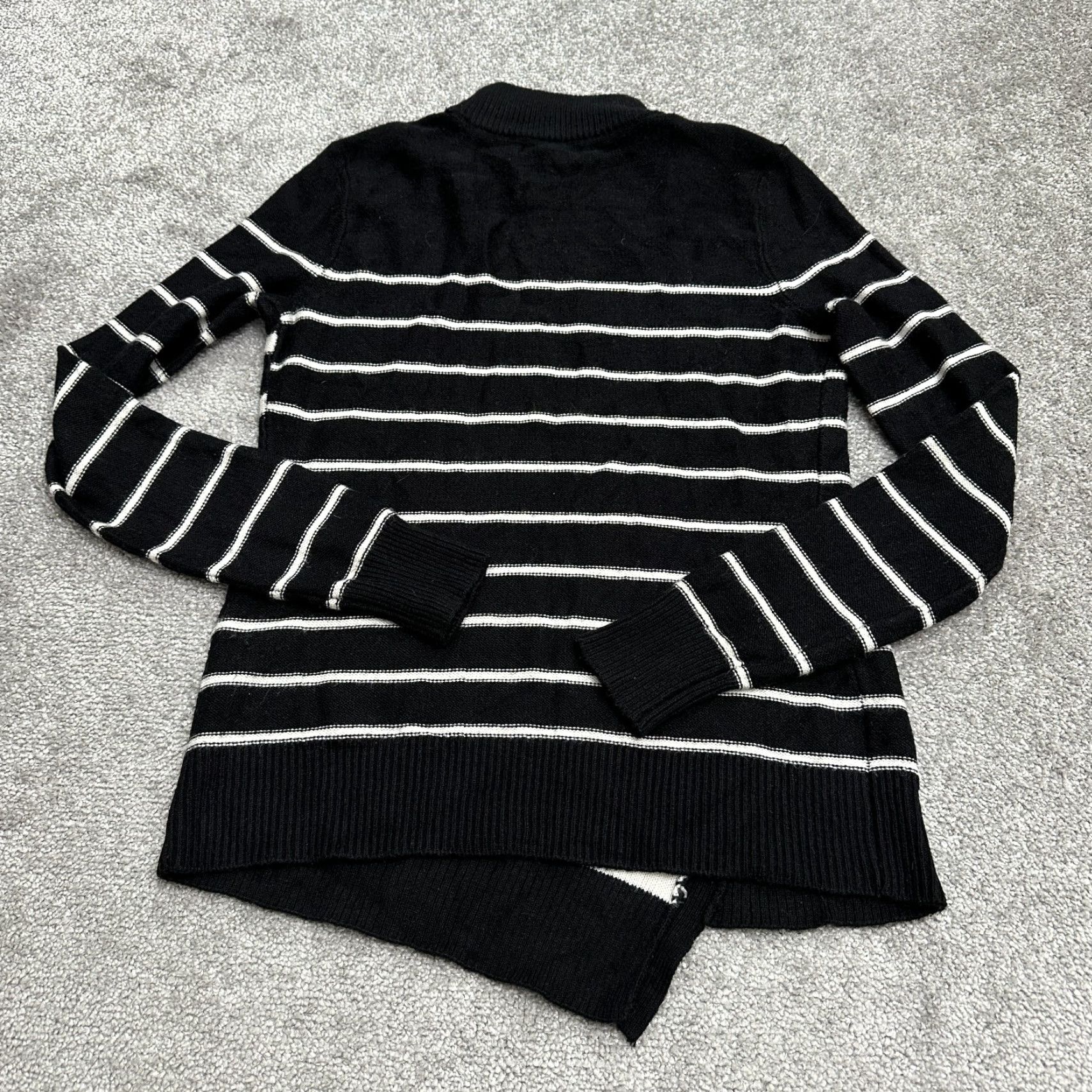 AQUA Aqua Pullover Sweater Womens XS Black White Striped Mock Neck Size XS / US 0-2 / IT 36-38 - 2 Thumbnail