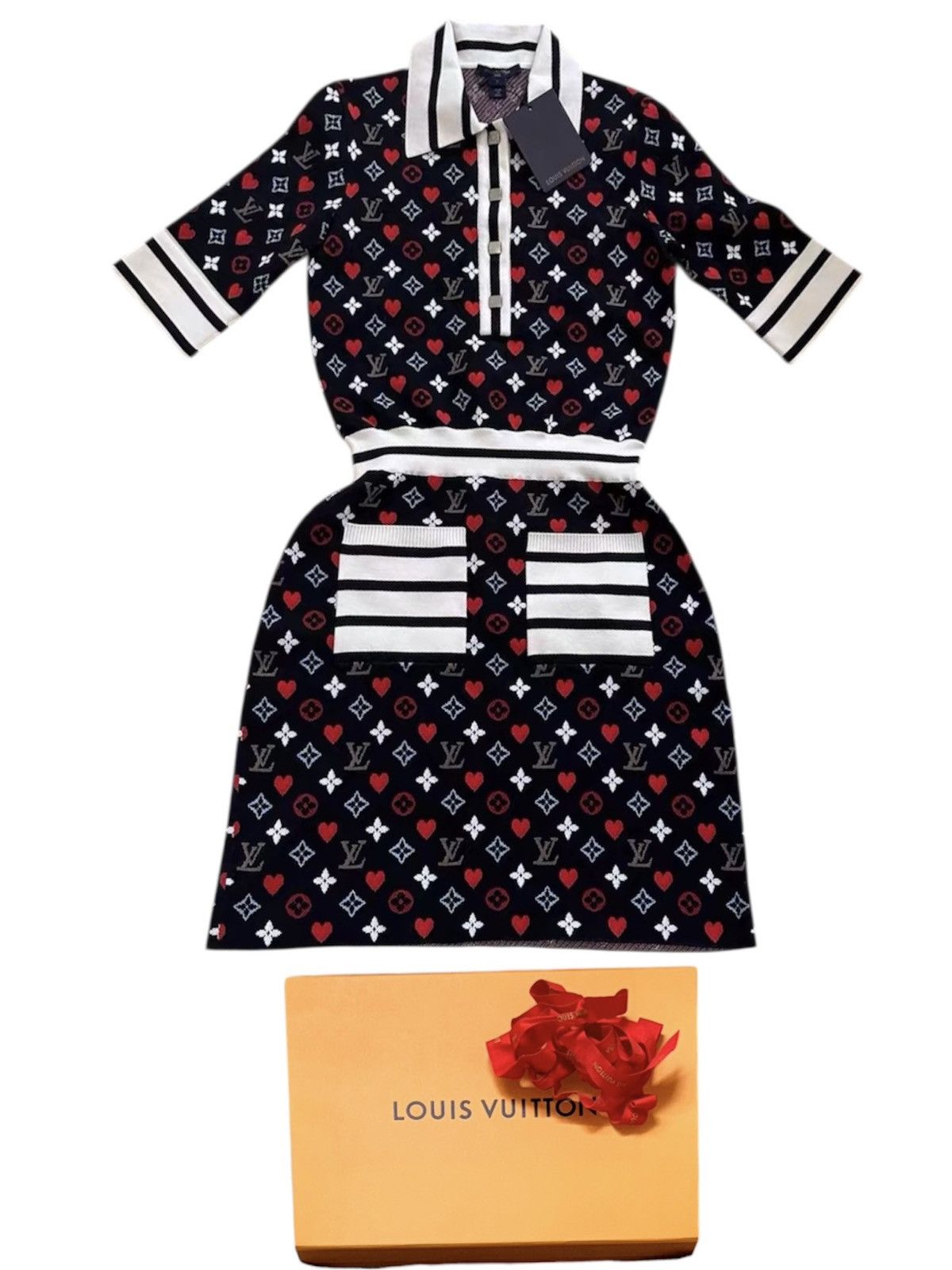 Louis Vuitton Louis Vuitton Women’s S Heart Polo Dress Monogram knit Size S / US 4 / IT 40 - 1 Thumbnail