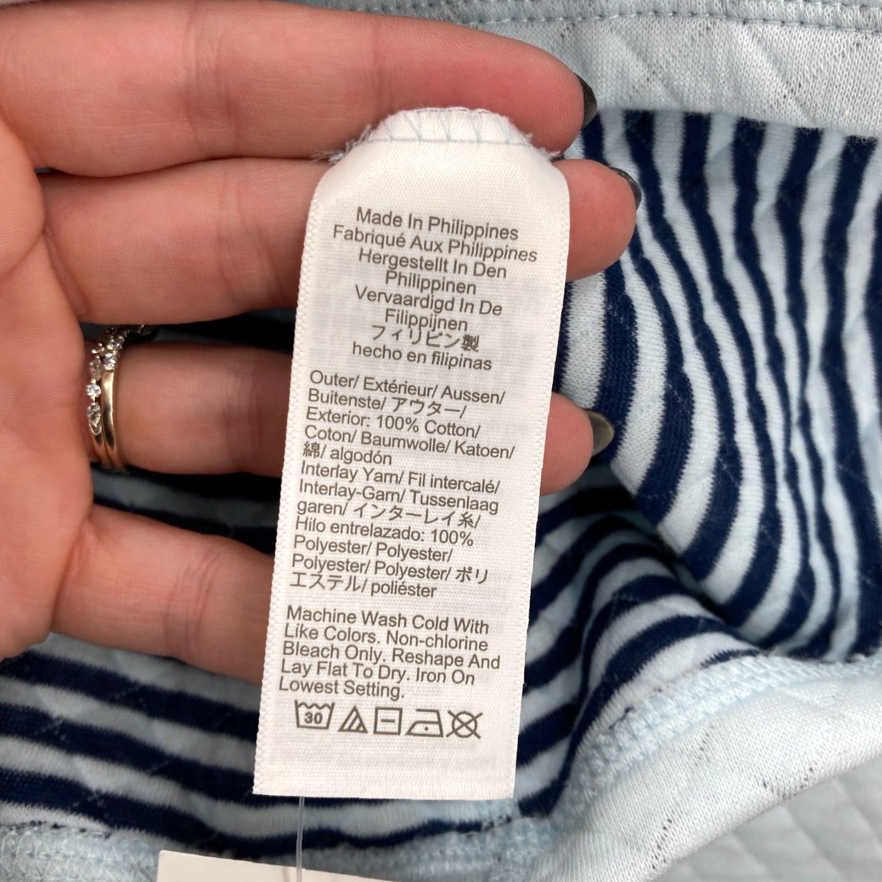 J.Crew J.CREW Reversible Quilted Pullover Sweatshirt Women’s Large Blue Striped Cozy Size L / US 10 / IT 46 - 5 Thumbnail