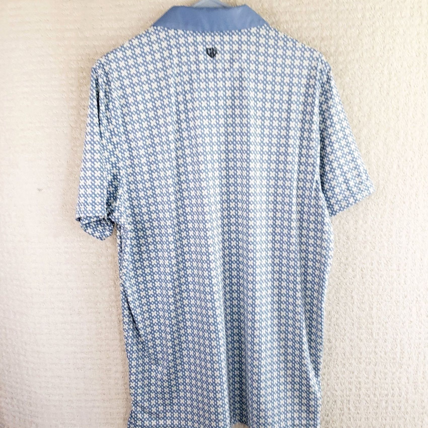 Vintage Graham Luxe Polo Shirt Men's M Blue Floral Geometric Stretch Golf Size US M / EU 48-50 / 2 - 6 Thumbnail