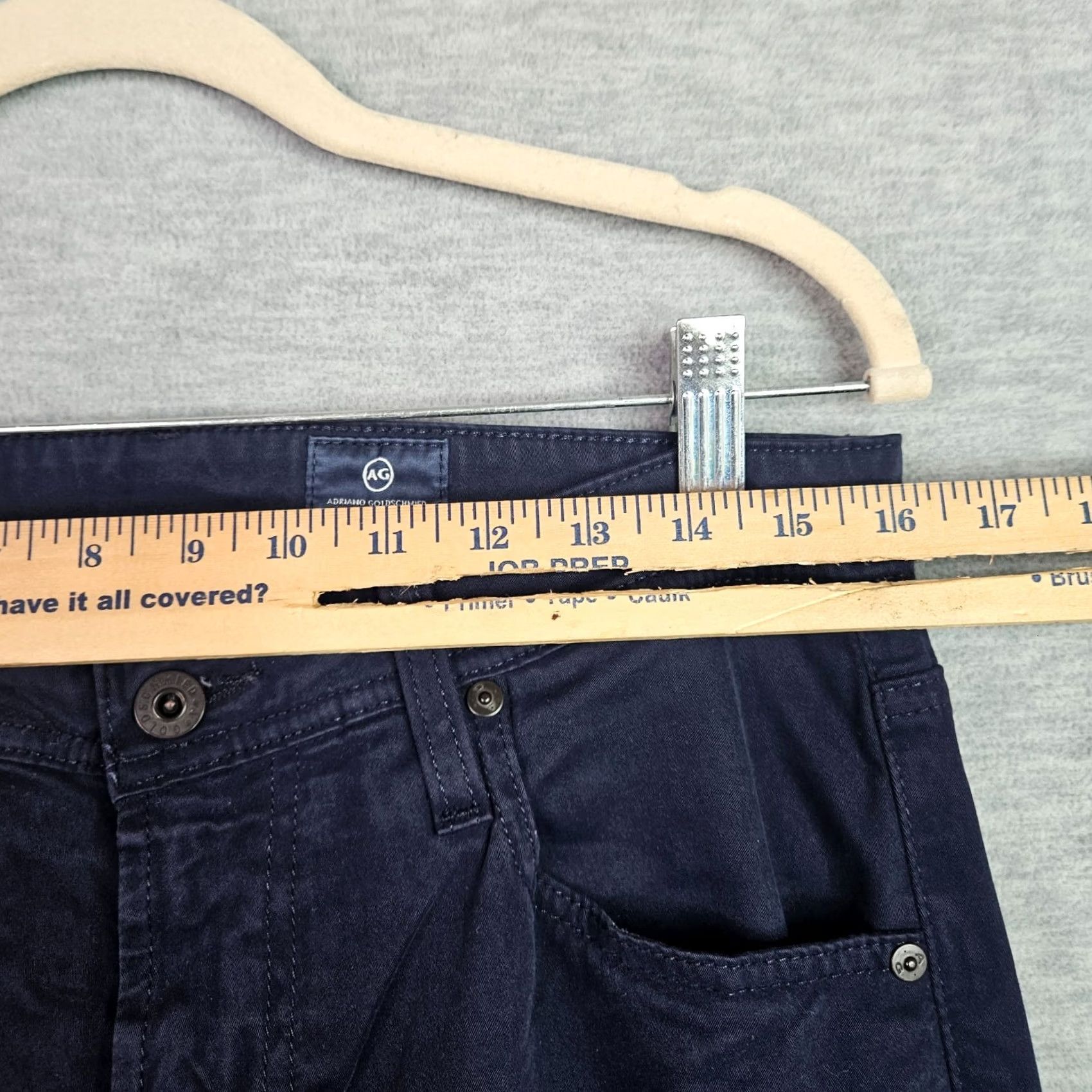 Vintage AG Adriano Goldschmied The Tellis Modern Slim Men’s Navy Pant 31x29 Slim Fit Straight 5-Pocket Denim Blue Wool/Cotton Regular Pants Mens Size US 31 - 5 Thumbnail