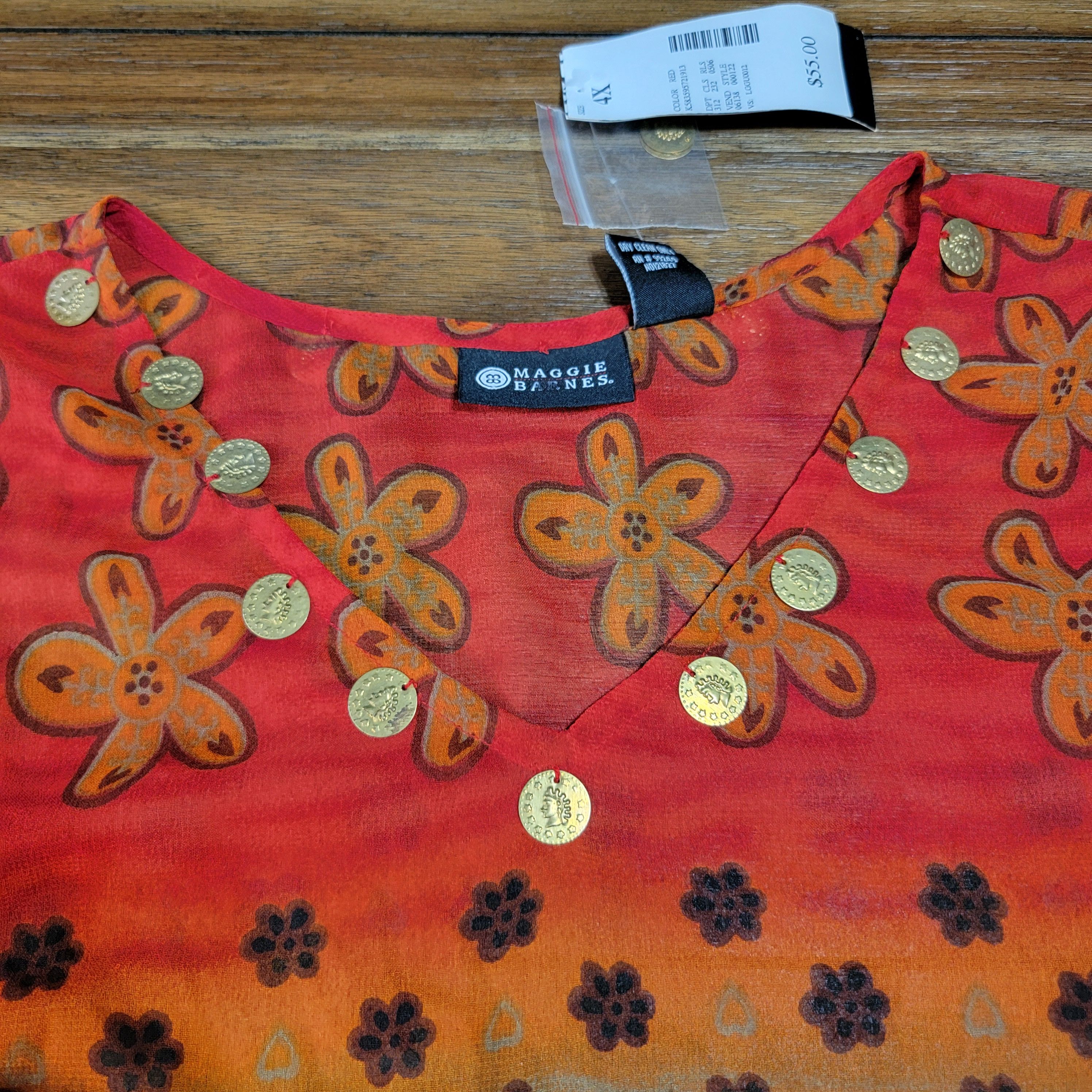 Other Maggie Barnes Cover-Up w/Dangles Red/Dark Red - Size 4XL NWT Size 4XL / US 24-26 - 2 Thumbnail