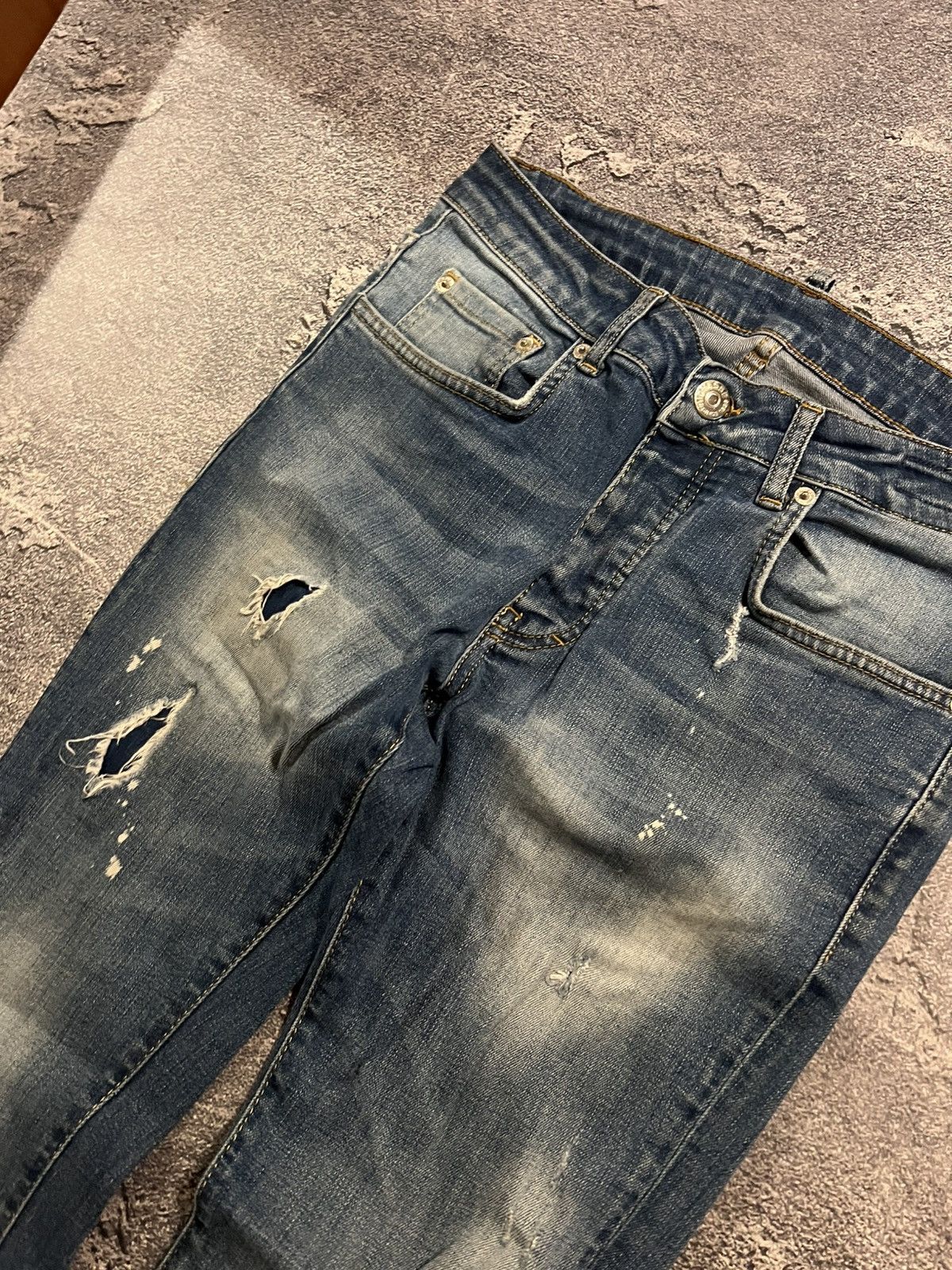 Vintage Skinny Faded Distressed Jeans / Y2K Archive Streetwear 90 Size US 30 / EU 46 - 3 Thumbnail