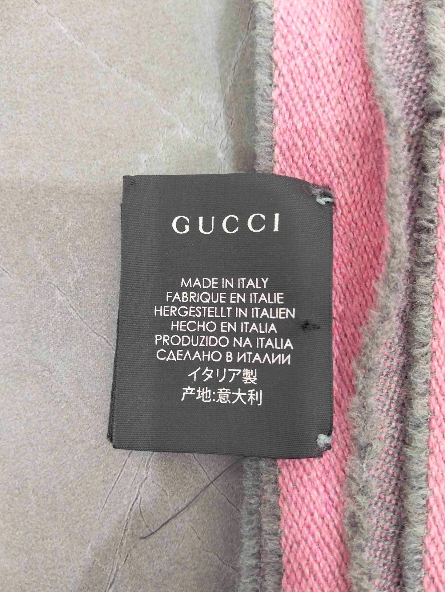 Gucci Gucci Gray Pink Wool Scarf Size ONE SIZE - 4 Thumbnail