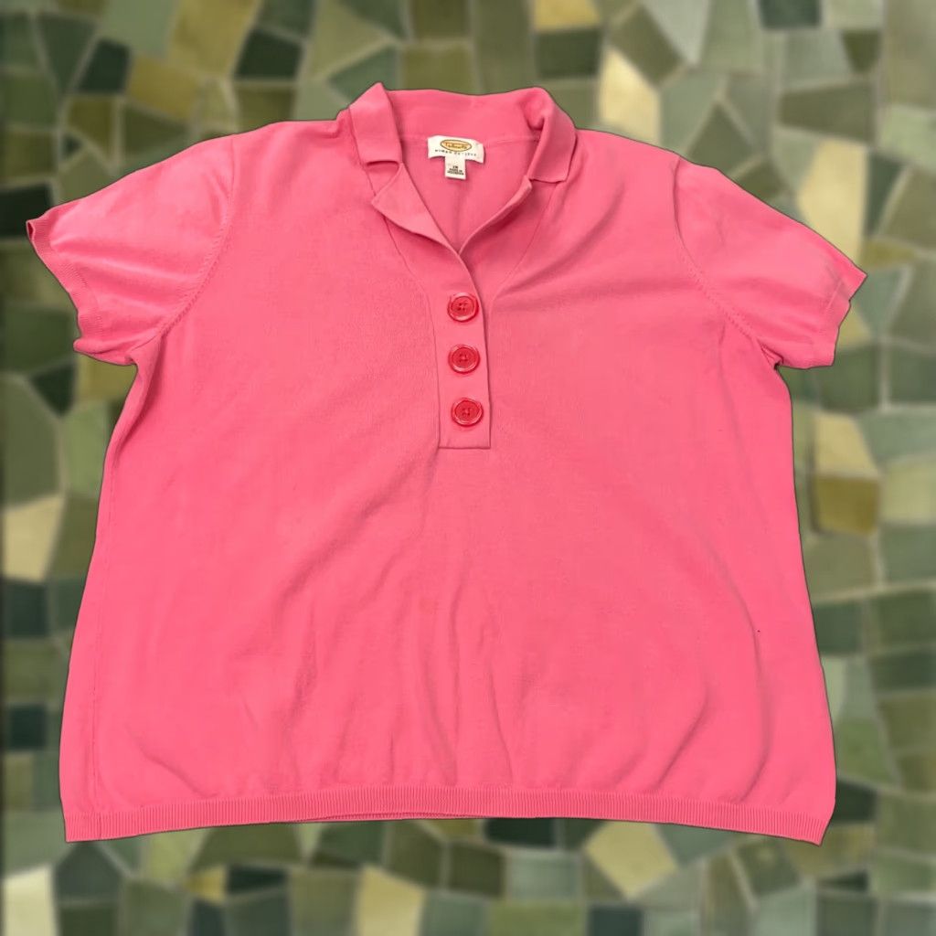 Talbots Talbots Polo Shirt Womens Petites Plus Size 1XP Pink Short Sleeve V-Neck Size XL / US 12-14 / IT 48-50 - 1 Thumbnail