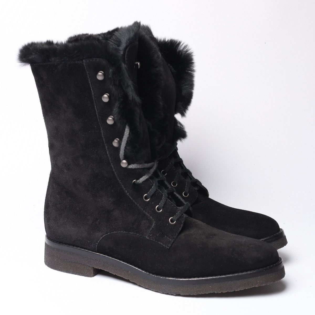 Loro Piana Loro Piana Snow Dream Beaver Fur Black Suede Ankle Boots Size US 6 / IT 36 - 3 Thumbnail