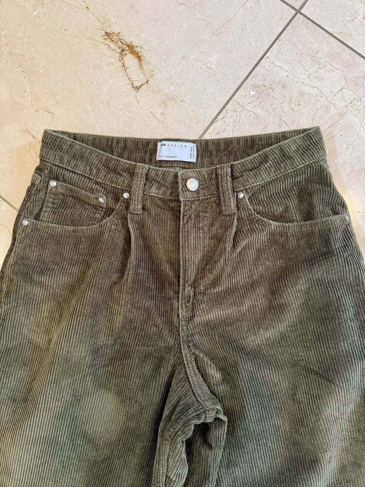 Asos ASOS DESIGN Olive Corduroy Straight/Wide Leg Pants (W30 L34) Size US 30 / EU 46 - 5 Thumbnail