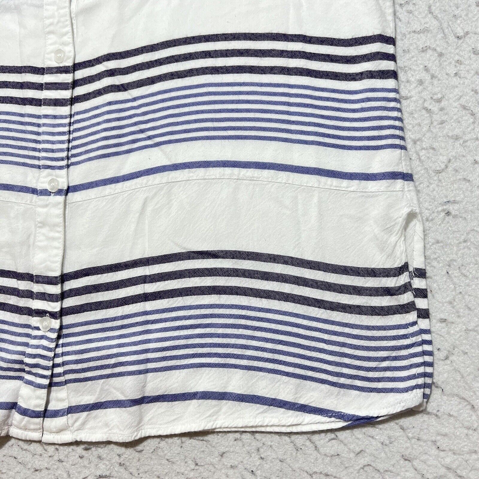 Nordstrom Kut From The Kloth Button Up Blue + White Striped Top Size L / US 10 / IT 46 - 7 Thumbnail