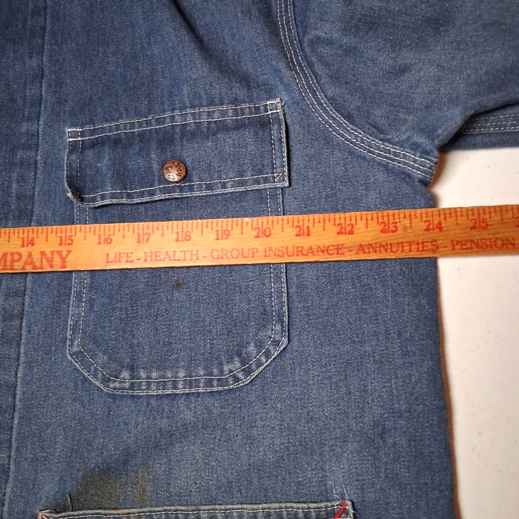 Vintage VINTAGE Big Mac Denim Jean Jacket Blue Chore Barn Work Workwear Utility READ Jacket Men L Blue Denim Casual Workwear fall spring winter 90s? Size US 33 - 4 Thumbnail