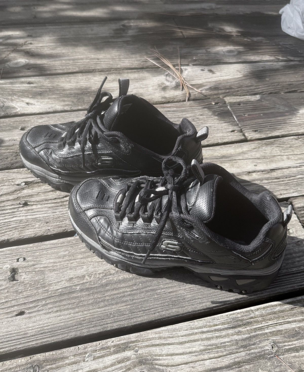 SKECHERS Skechers Chunky Vintage Leathers Shoes Black 90s Y2K Men Size US 9 / EU 42 - 1 Thumbnail