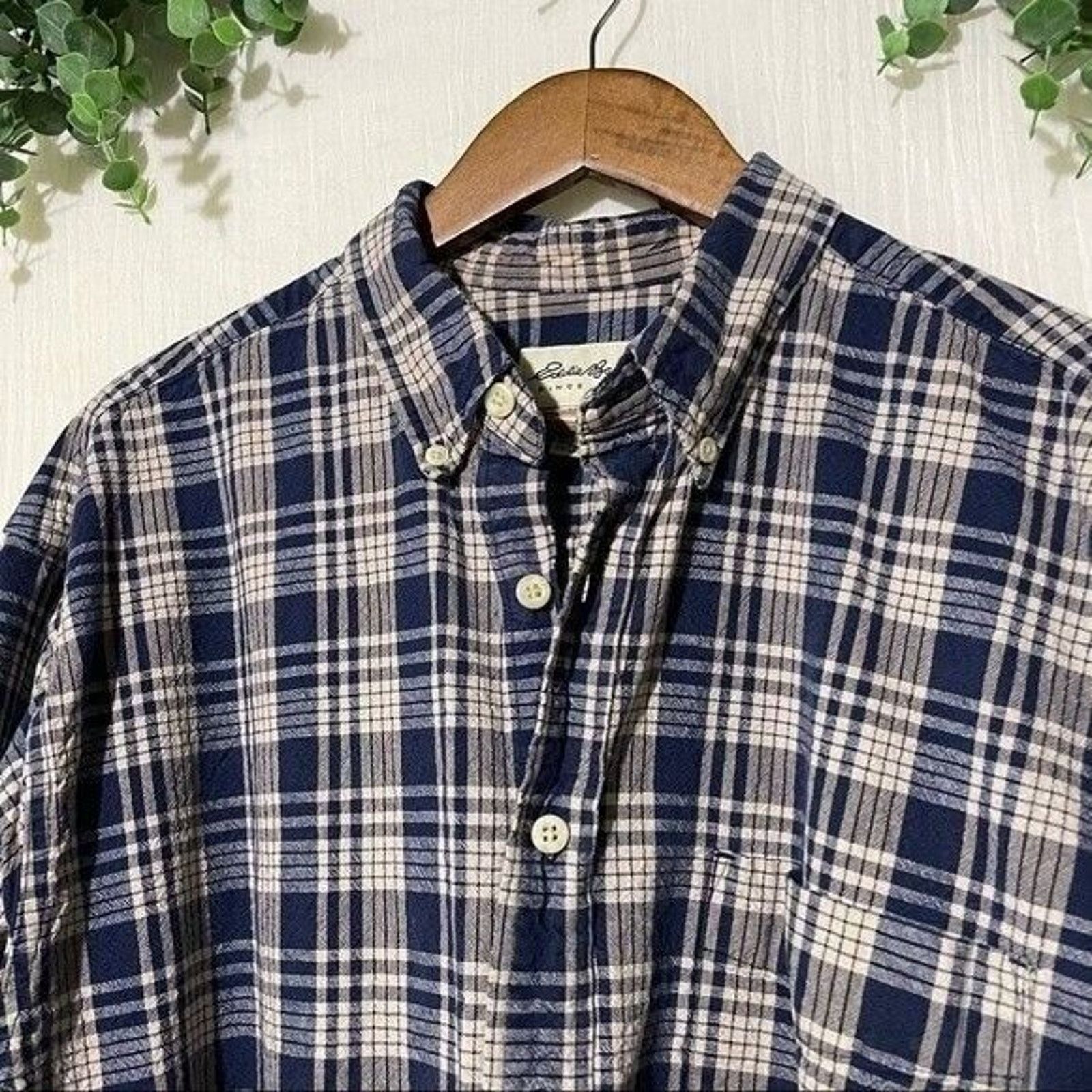 Eddie Bauer Eddie Bauer Blue Plaid Heavy Cotton Button Up Shirt XL Size US XL / EU 56 / 4 - 3 Thumbnail