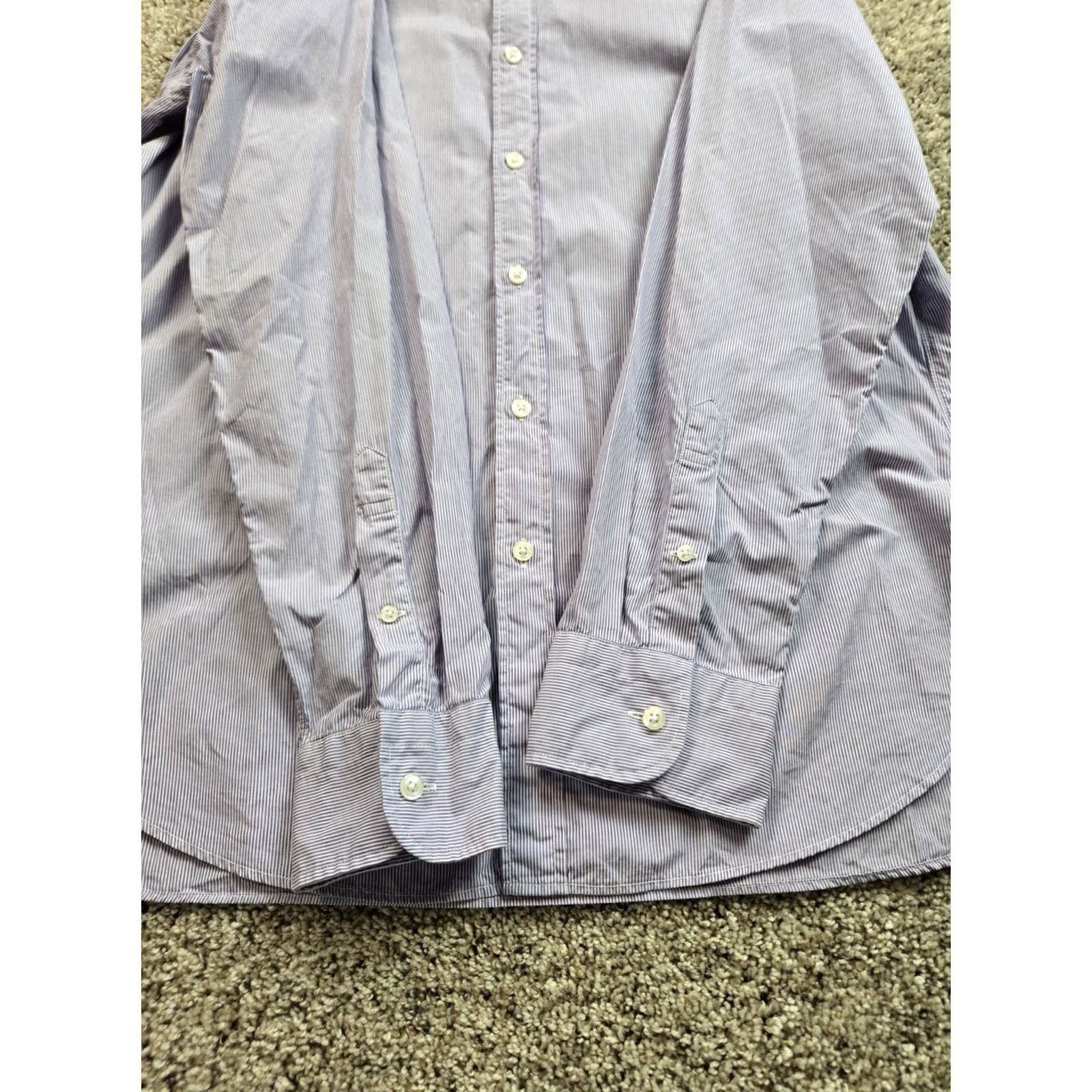 J.Crew J.CREW Ludlow Dress Shirt Mens XL Purple Stripe Cotton Long Sleeve Shirt Size 46R - 3 Thumbnail