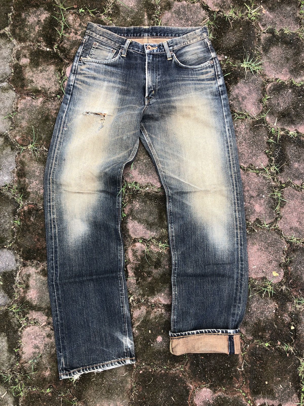 Edwin Vintage 80s Edwin 505 Selvedge Distressed Jeans Size US 33 - 4 Thumbnail