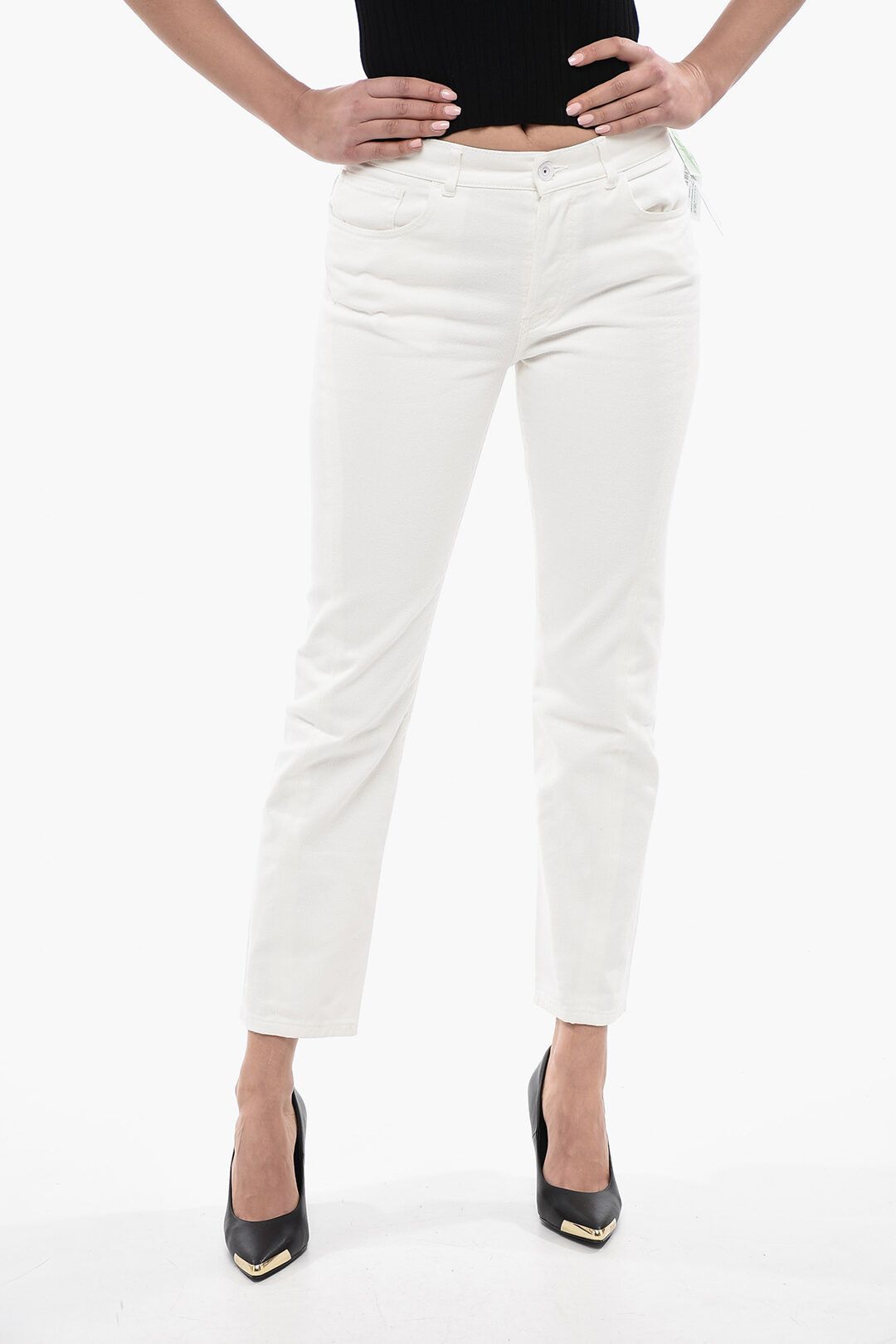 image of Off White Og1Mm0524 Straight Fit Twisted Jeans In White, Women's (Size 26)