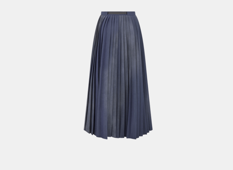 Dior o1w1db11225 427J63 Asymmetric Pleated Skirt in Blue Size 26" / US 2 / IT 38 - 2 Thumbnail