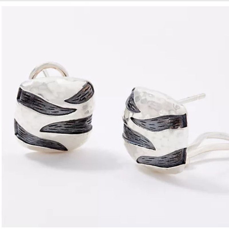 John Hardy x John Hardy Jewelry Jai 925 Sterling Silver Tiger Stripe Hammered Stud Earrings, Women's