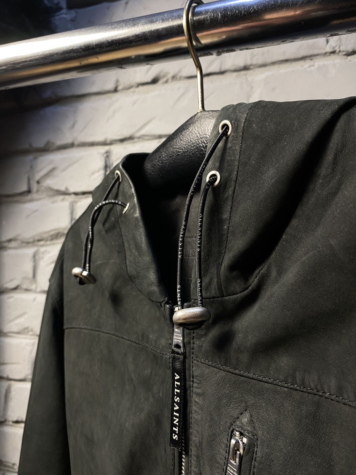 Allsaints AllSaints Mell Black Hooded Leather Jacket Size XS Mens Size US XS / EU 42 / 0 - 7 Thumbnail