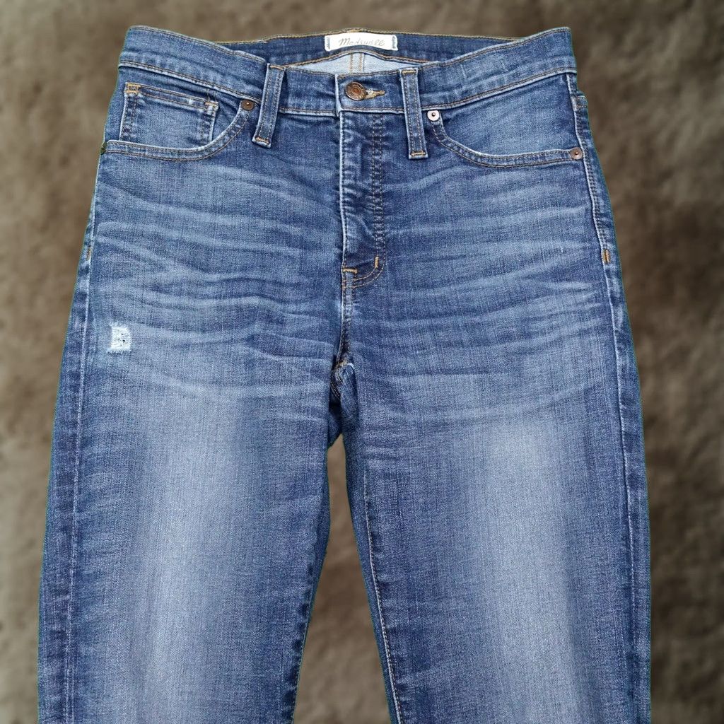 Madewell Madewell Jeans Womens 28 Blue 9" High Rise Skinny Distressed Stretch Raw Hem Size 28" / US 6 / IT 42 - 1 Thumbnail