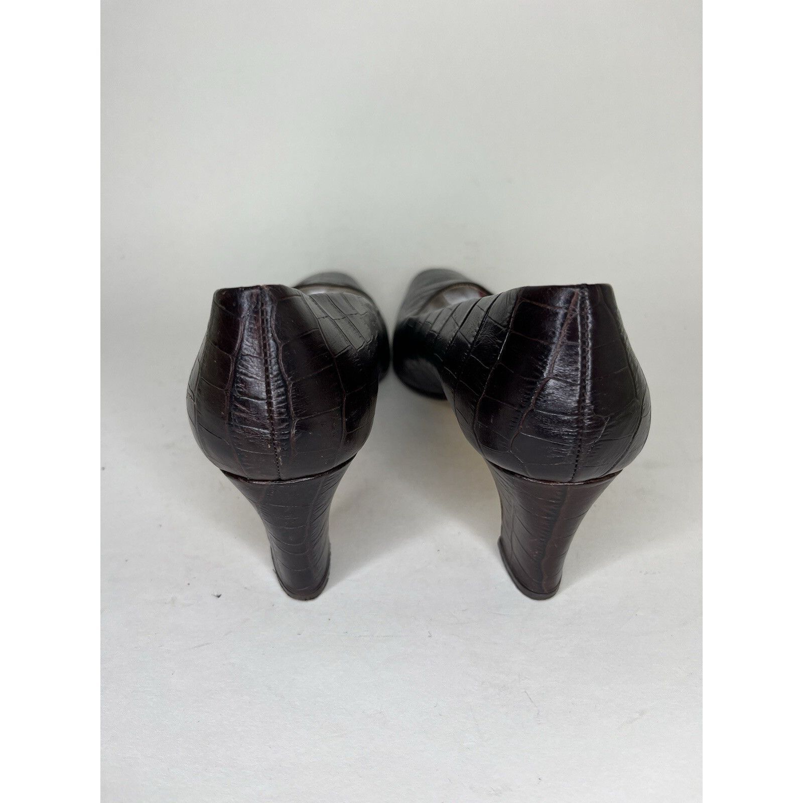 Aigner Etienne Aigner Brown Leather Croc Embossed Heels Women Size Size US 9 / IT 39 - 5 Thumbnail