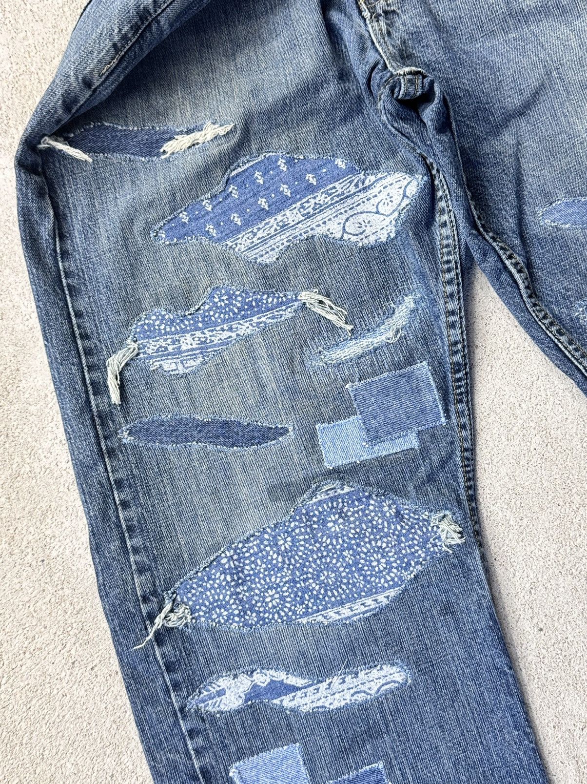 Japanese Brand × Lee × Levi's Vintage Clothing Vintage Lee Bootcut Jeans 32x31 Distressed Boro Repair Patch Size US 32 / EU 48 - 4 Thumbnail