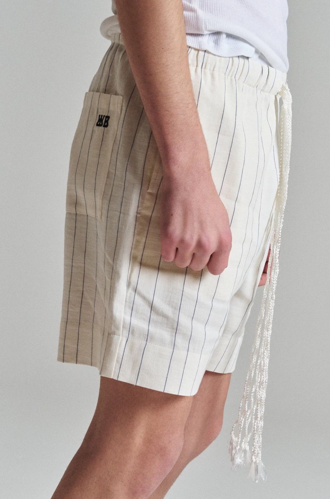 Wales Bonner Wales Bonner Ivory striped linen shorts 48 Size US 31 - 2 Thumbnail
