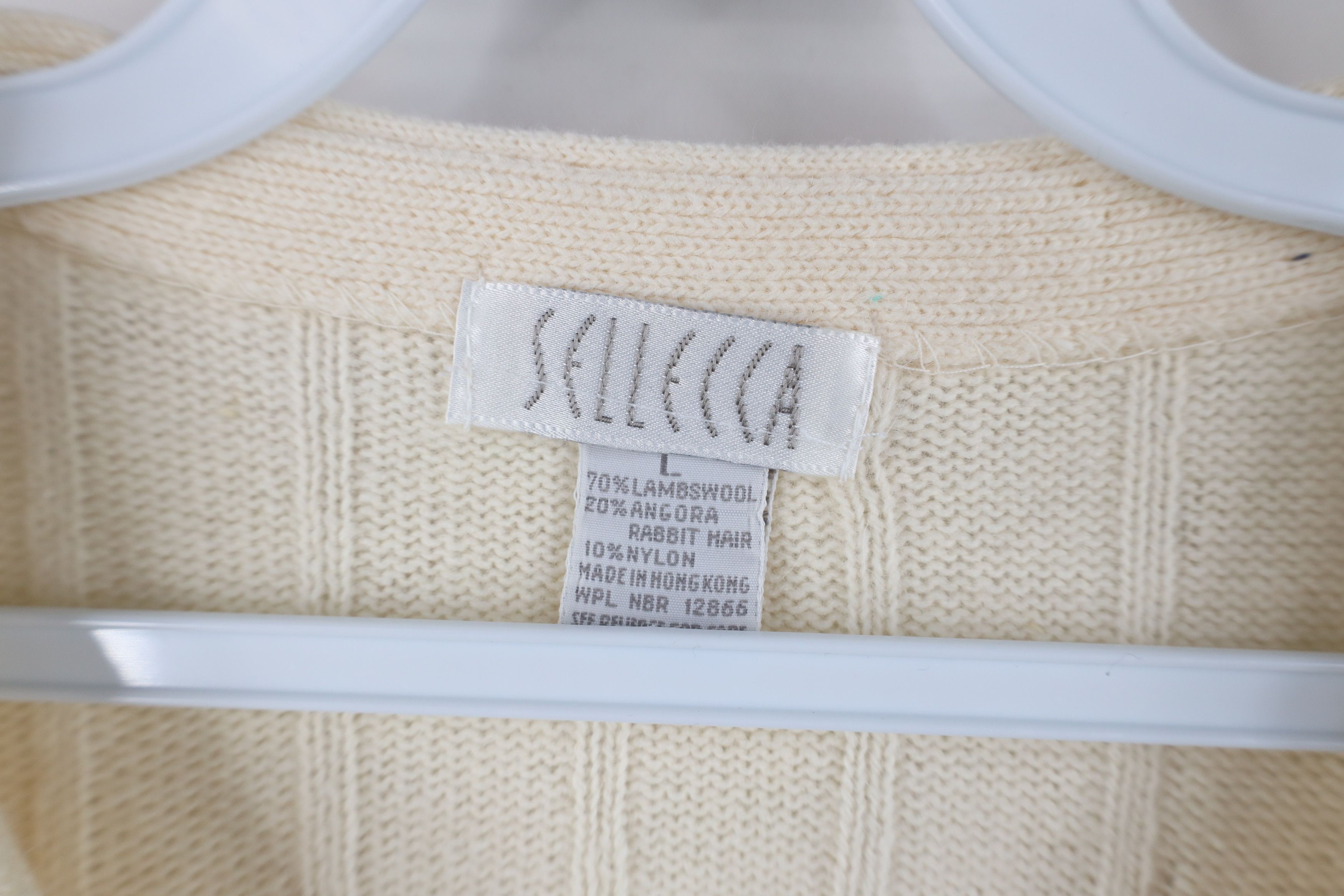 Vintage Vintage 90s Lambswool Angora Knit Cardigan Sweater Cream Size L / US 10 / IT 46 - 5 Thumbnail