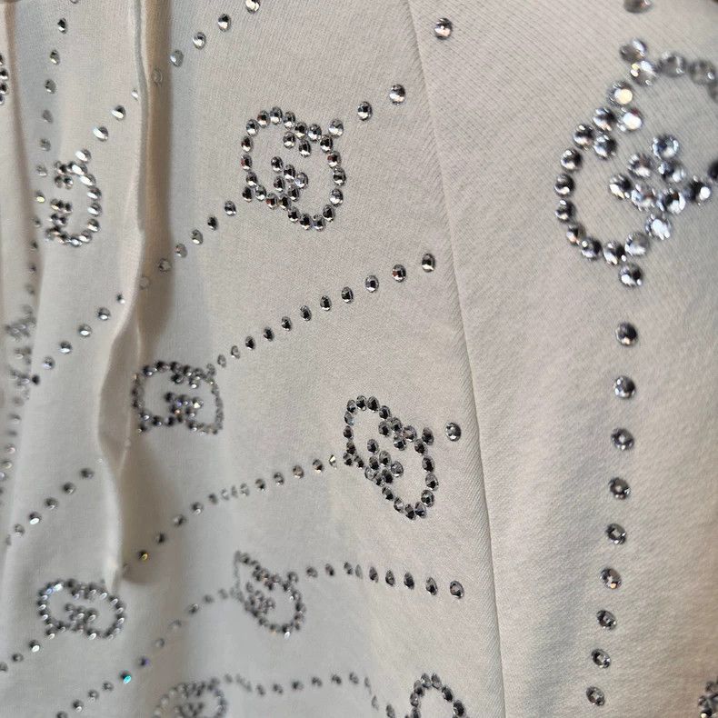 Gucci Gucci White rhinestone full print double g short hoodie 250 Size US XS / EU 42 / 0 - 2 Thumbnail