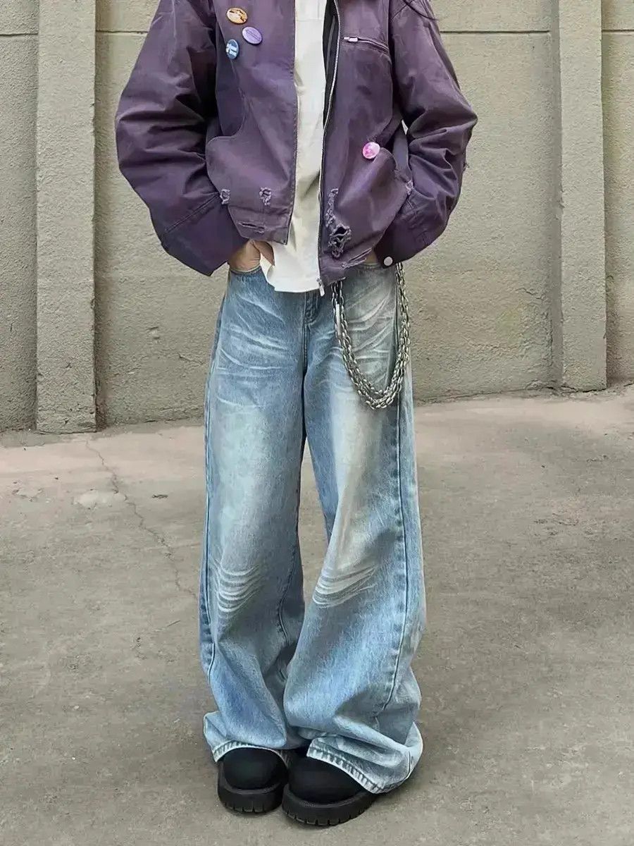 Japanese Brand Retro wide leg light colored slightly flared jeans Size US 34 / EU 50 - 1 Thumbnail