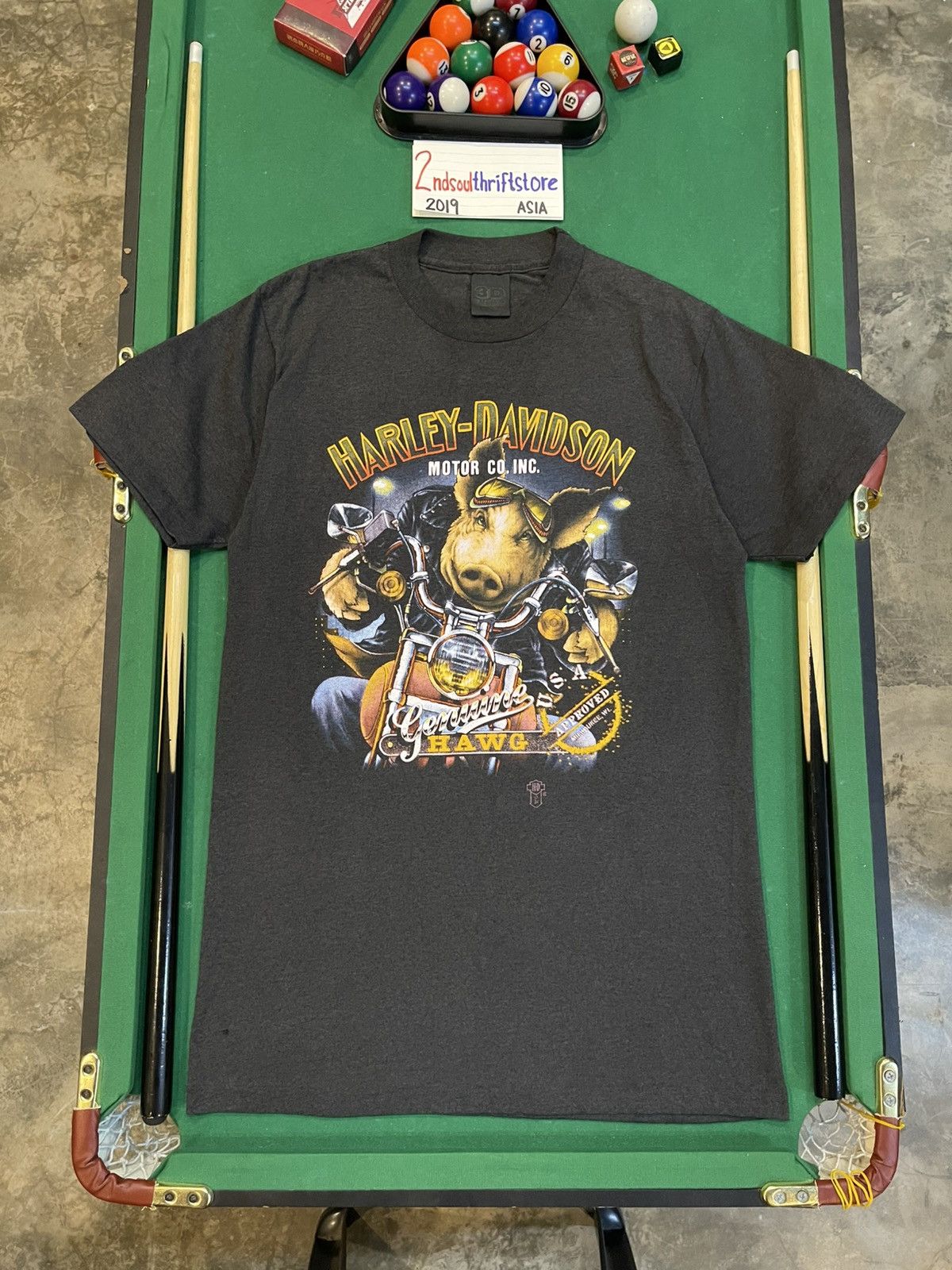 Harley Davidson × Vintage Vintage 80s 3D Emblem Harley Davidson Genuine Hawg T-Shirt Size US M / EU 48-50 / 2 - 1 Thumbnail