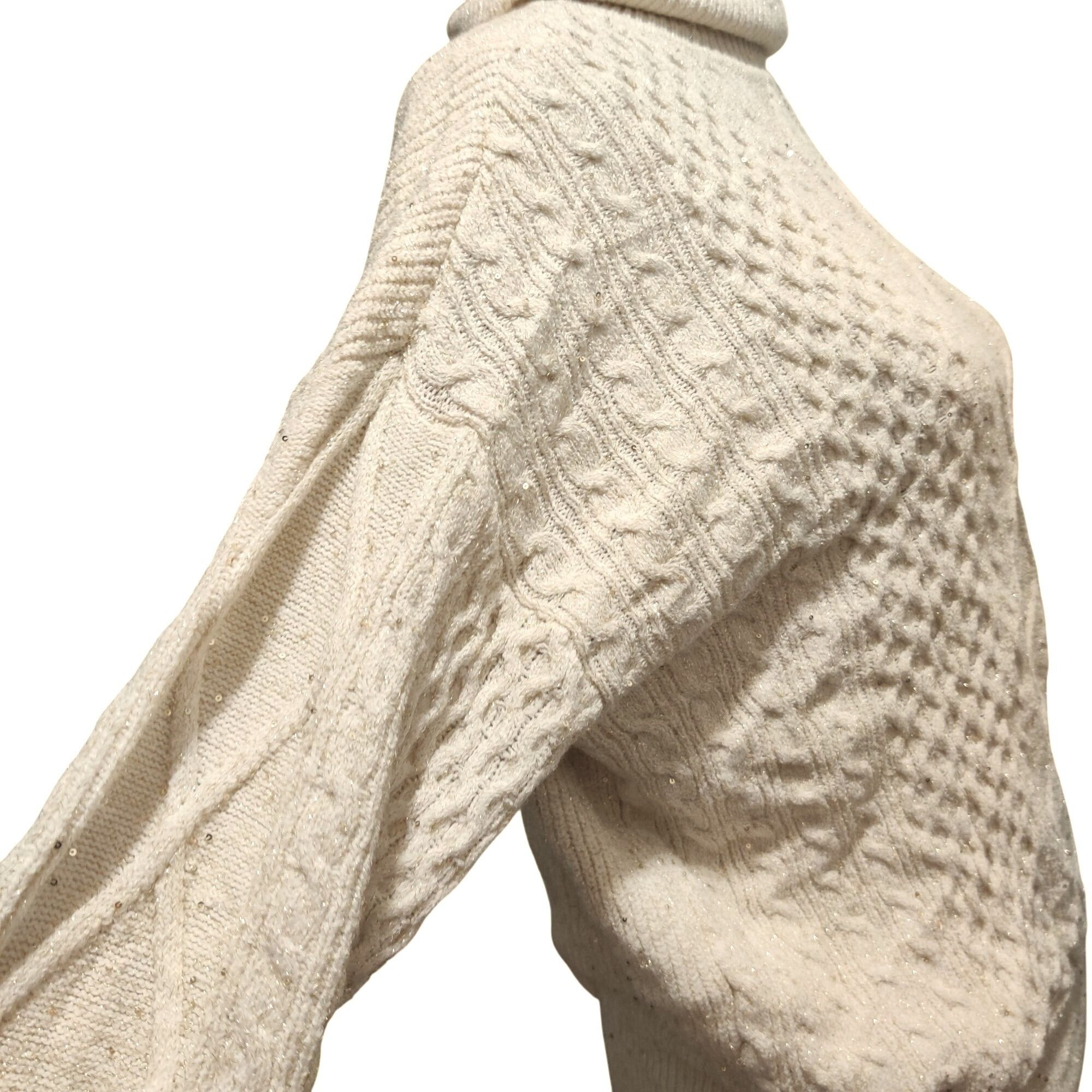 Other Sofia Jeans M Cream Cable Knit Cold Shoulder Turtleneck Swea Size M / US 6-8 / IT 42-44 - 10 Thumbnail