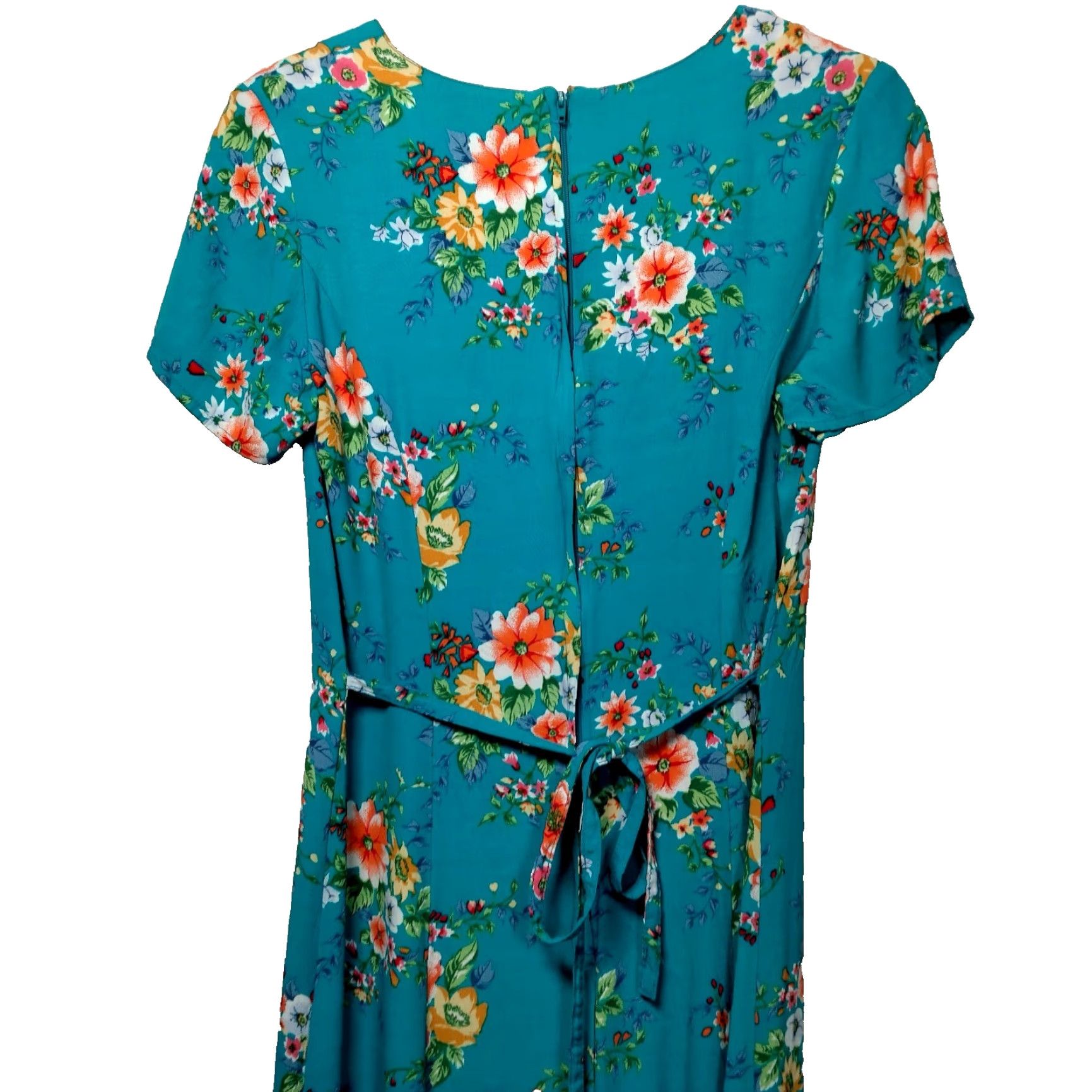 Vintage Vintage Ivy Collection 1990s Maxi Dress Women Blue Floral Spring Casual Tie Back Zip Size L / US 10 / IT 46 - 6 Thumbnail