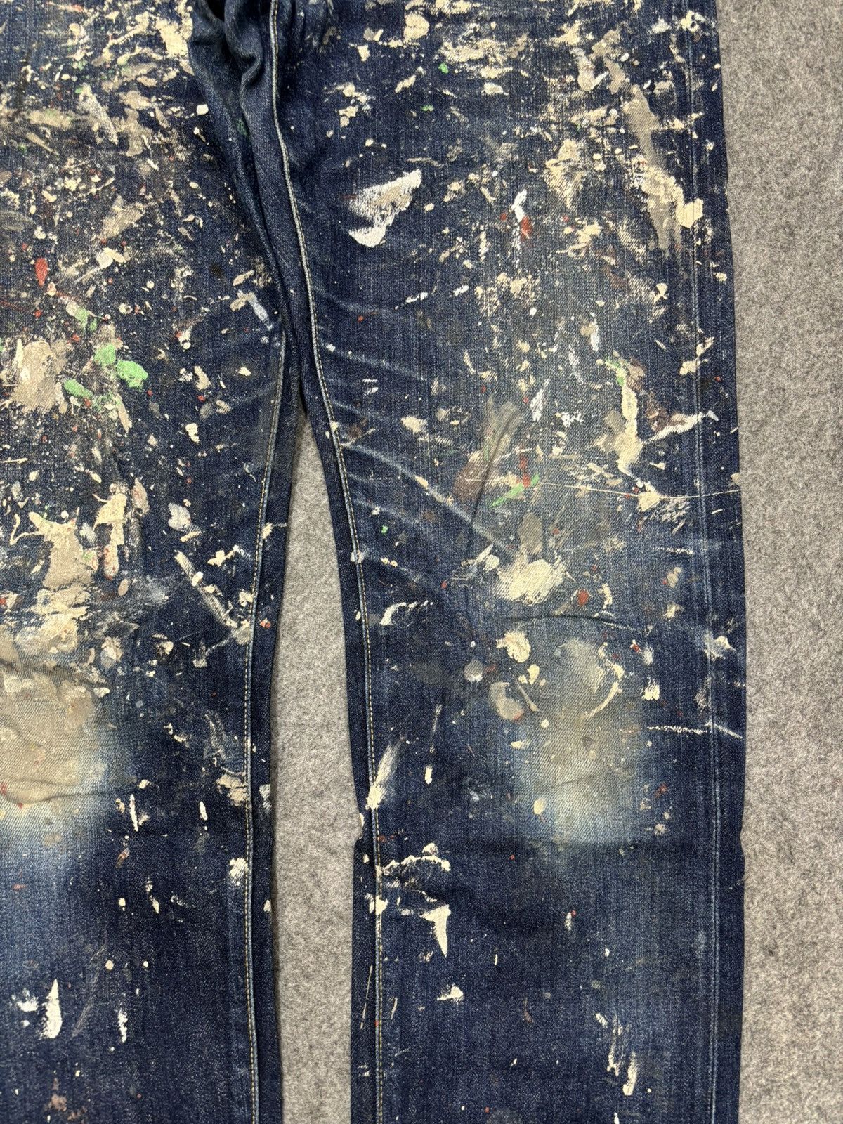 Japanese Brand 💥ART💥Uniqlo Japan Heavy Paint Splatter Selvedge Denim F673 Size US 34 / EU 50 - 5 Thumbnail