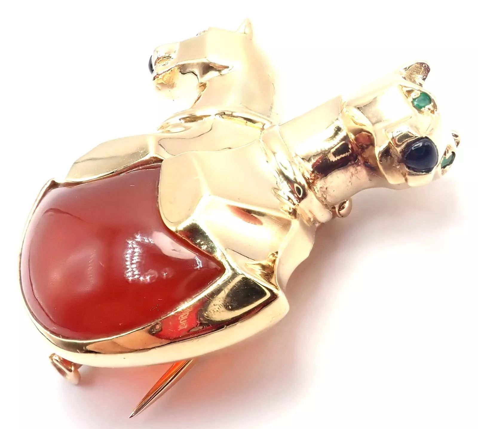 Cartier Cartier Double Panther 18k Jasper Onyx Pin Brooch Size ONE SIZE - 10 Thumbnail
