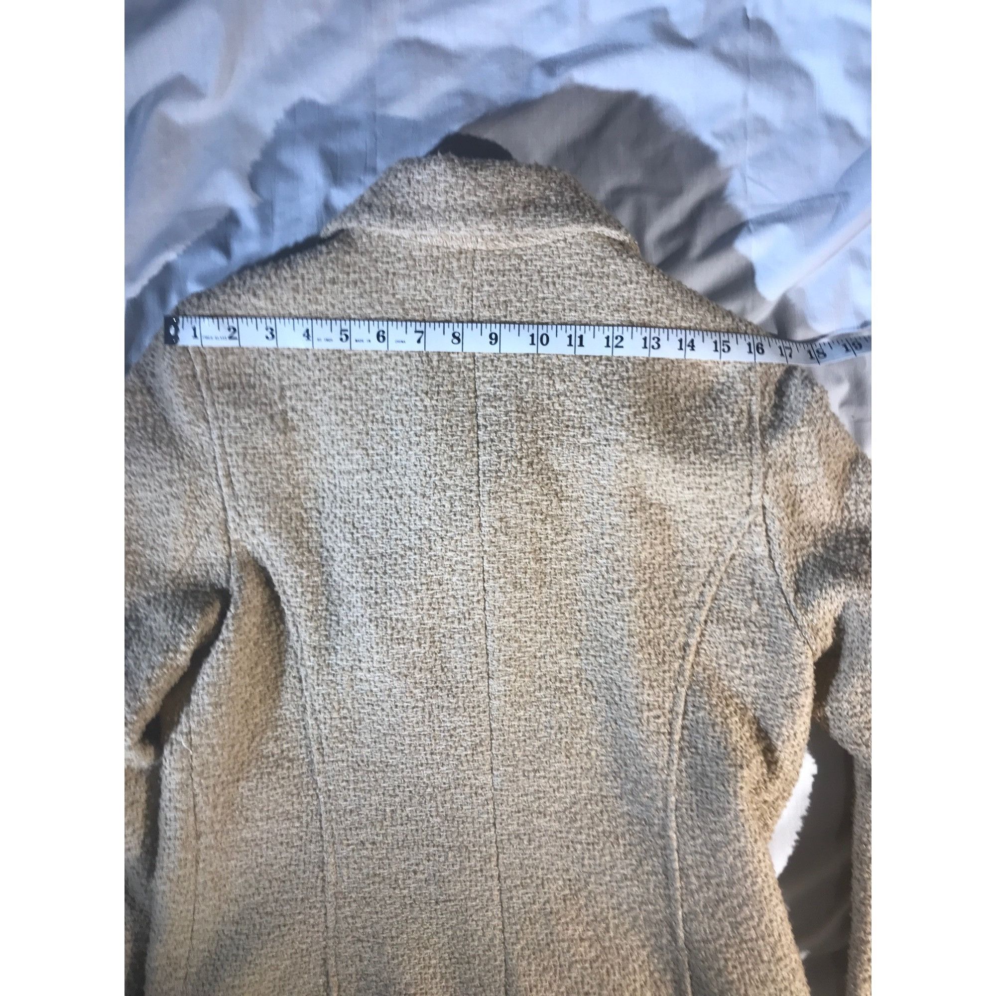 Halston Halston Women's Vintage Oatmeal Tweed Wool Fall Winter Coat Size L / US 10 / IT 46 - 7 Thumbnail