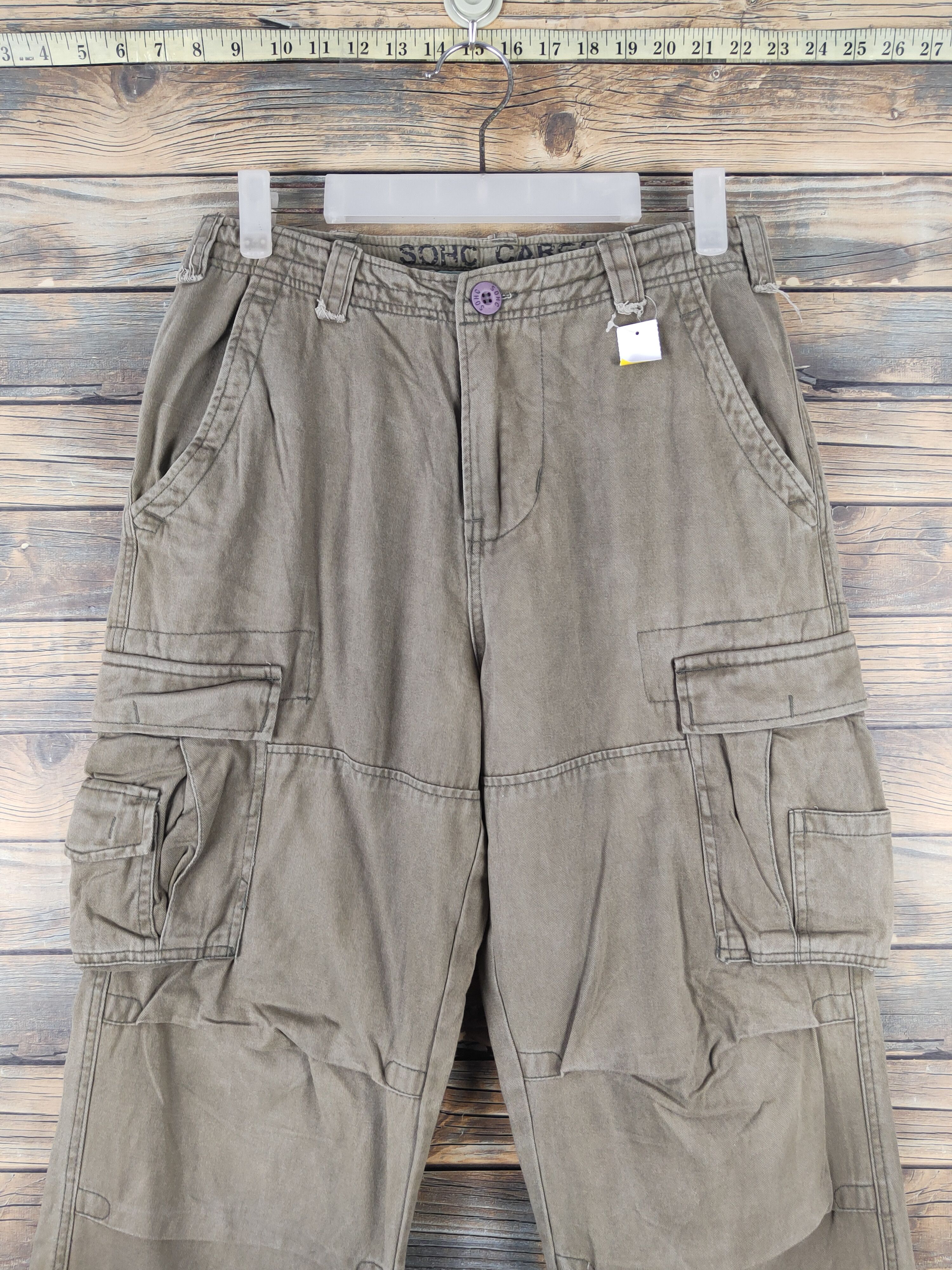 Japanese Brand DL SOHC Olive Faded Multipocket Tactical Cargo Pants #1365 Size US 29 - 2 Thumbnail