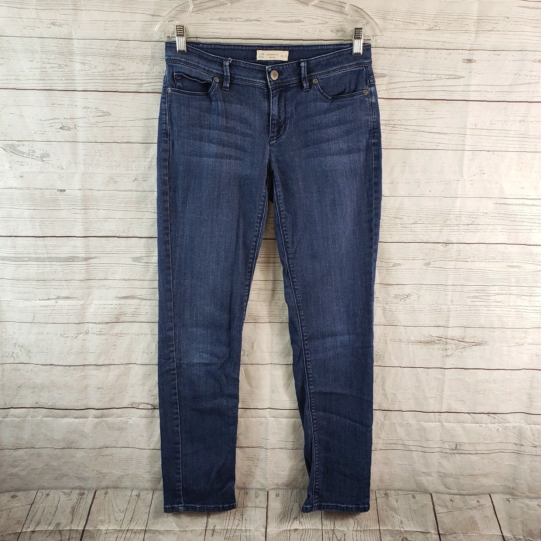 J. Jill J. Jill Womens Slim Leg Jeans 6 Blue Dark Wash Low Rise Denim Cotton Blend Inseam 29.5" Vintage No Size 28" / US 6 / IT 42 - 2 Thumbnail