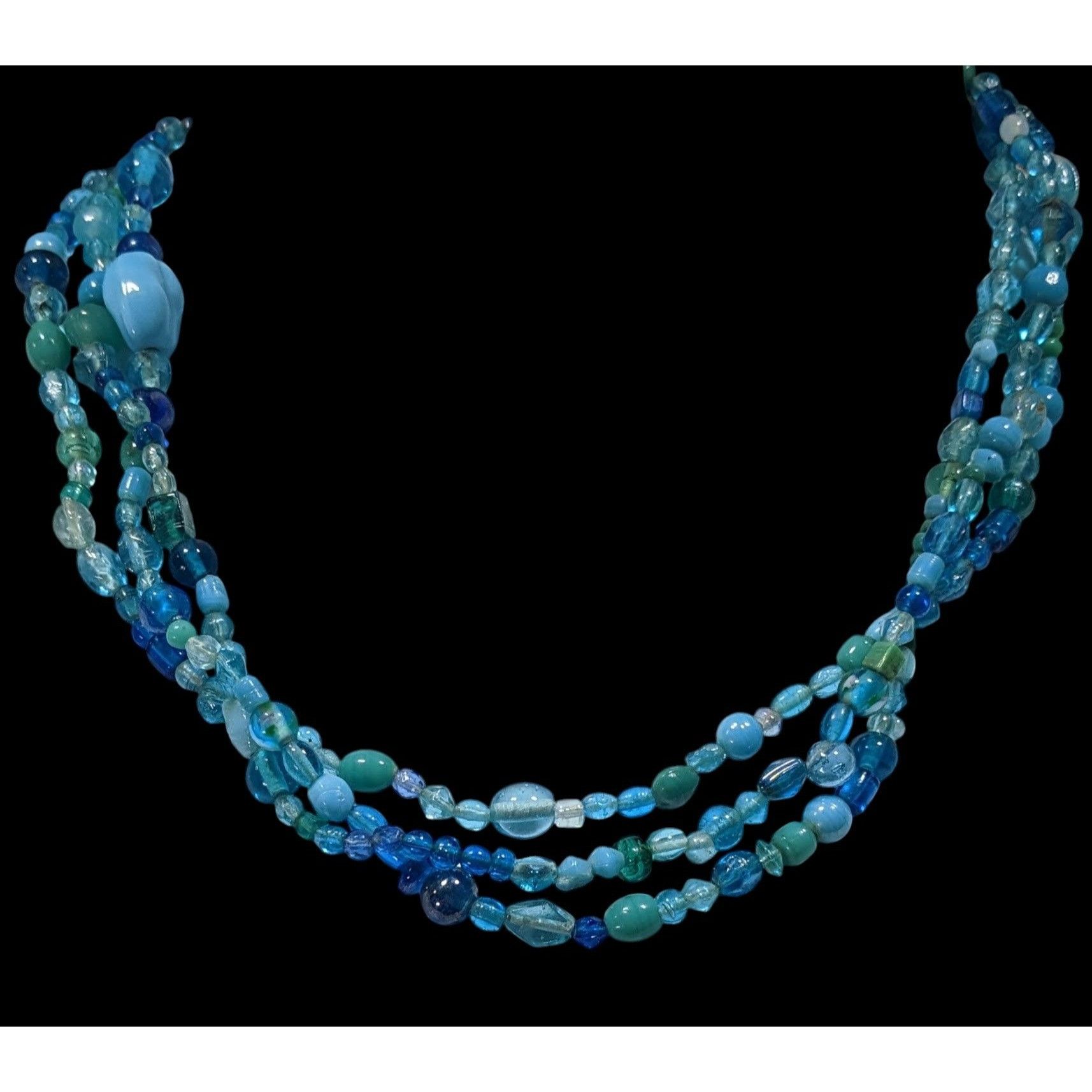 Handmade Mermaidcore Handmade Blue Glass Beaded Layered Necklace Size ONE SIZE - 2 Thumbnail