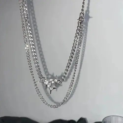Jewelry Shine Silver Chain Goth God Pendant Necklace Stone Rave Size ONE SIZE - 3 Thumbnail