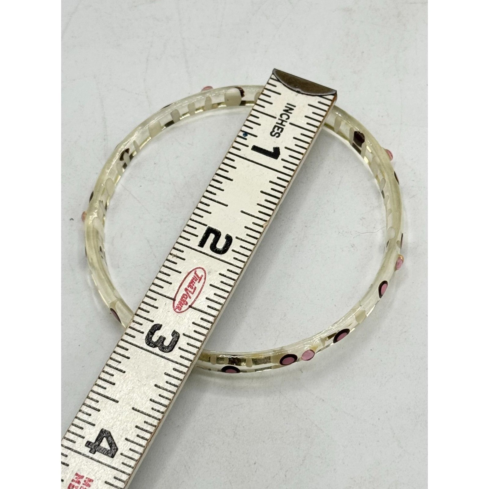 Vintage Vintage painted pink rhinestone Lucite bangle bracelet Size ONE SIZE - 5 Thumbnail