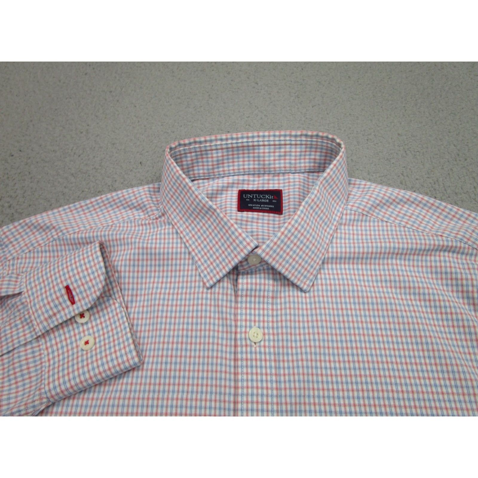 UNTUCKit UNTUCKit Shirt Mens XL White Red Blue Check Long Sleeve Stretch Button Front Size US XL / EU 56 / 4 - 4 Thumbnail