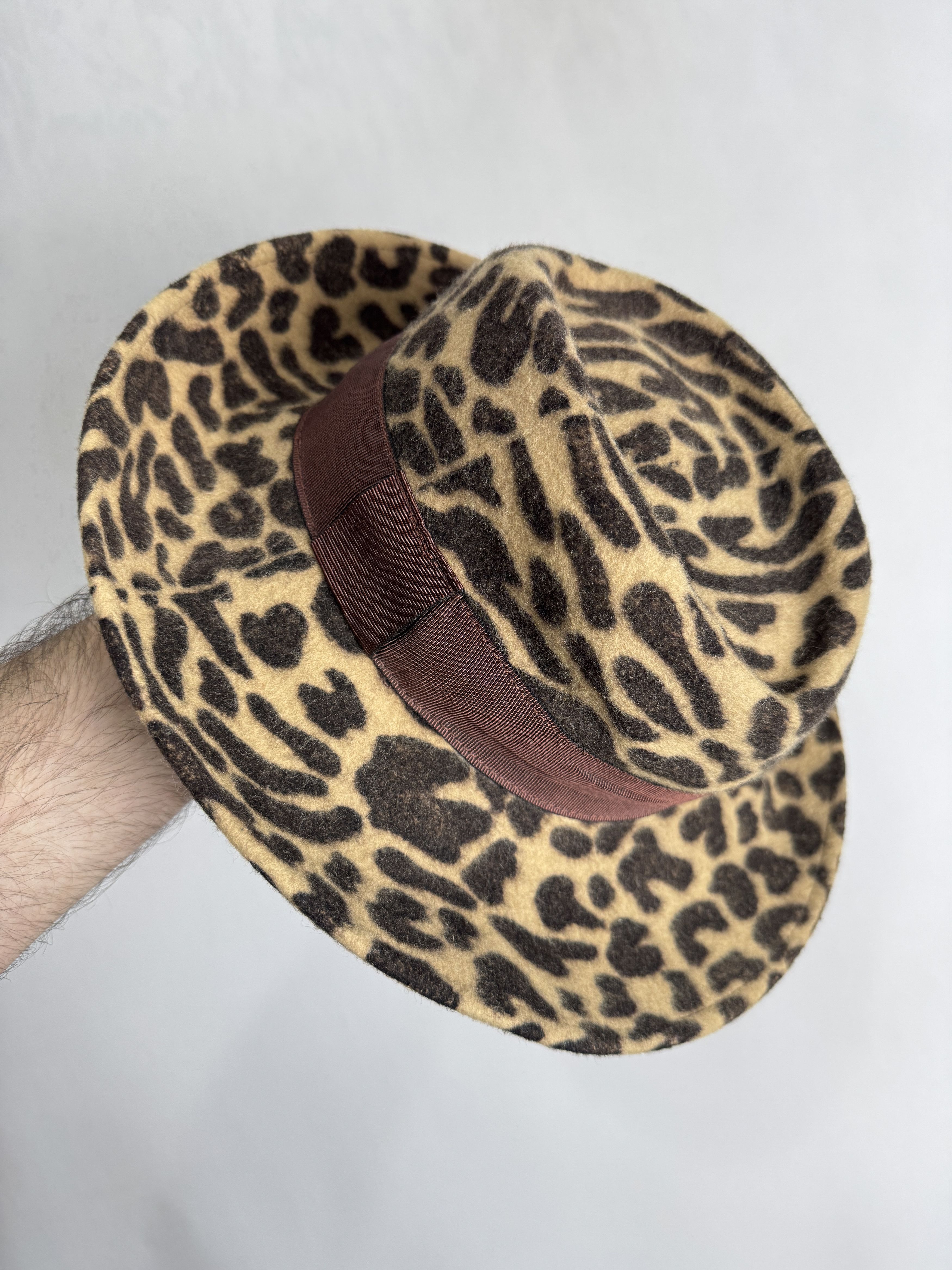 Japanese Brand × Vintage Vintage leopard print wool felt fedora hat Size 26 - 9 Thumbnail