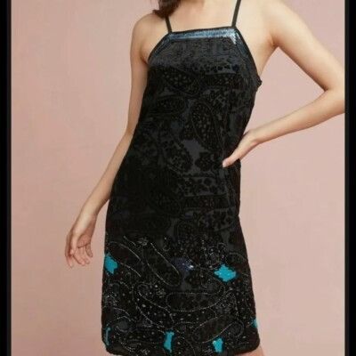 Anthropologie Anthropologie Dress Cocktail Sequined Dress Little Black Dre Size XS / US 0-2 / IT 36-38 - 1 Thumbnail