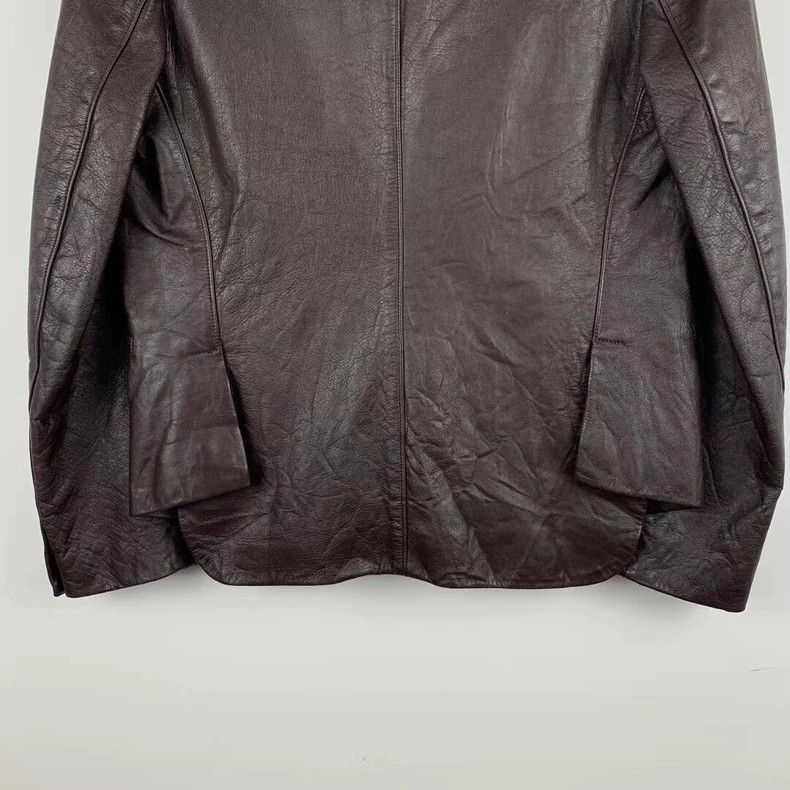 Y's Y's Leather jacket in brown asymmetric design jacket Size US L / EU 52-54 / 3 - 2 Thumbnail