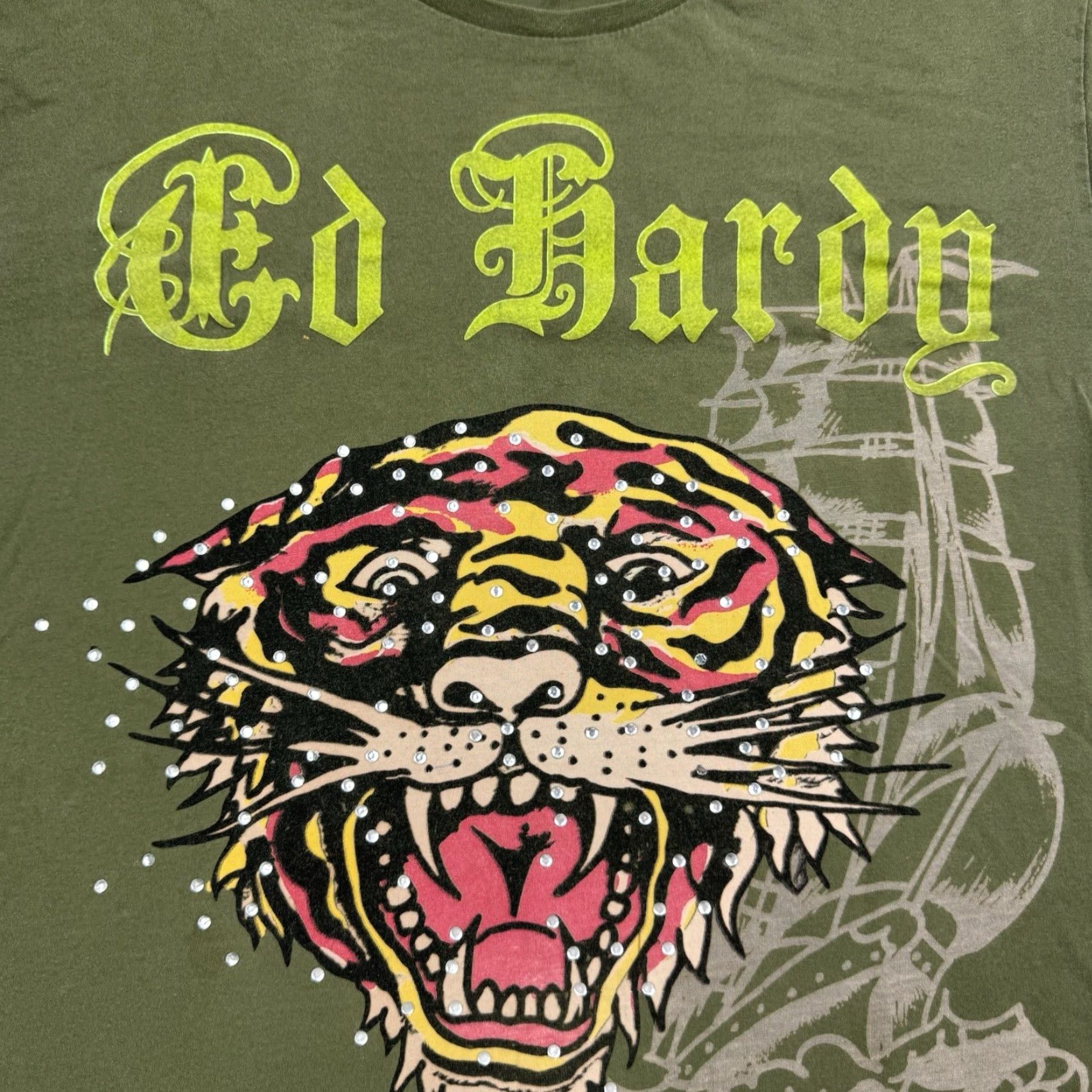 Ed Hardy VINTAGE Ed Hardy T Shirt Mens Large Green Hipster Tattoo Designer Graphic Print Short Sleeve Crew Neck 90s Decade Size US L / EU 52-54 / 3 - 2 Thumbnail