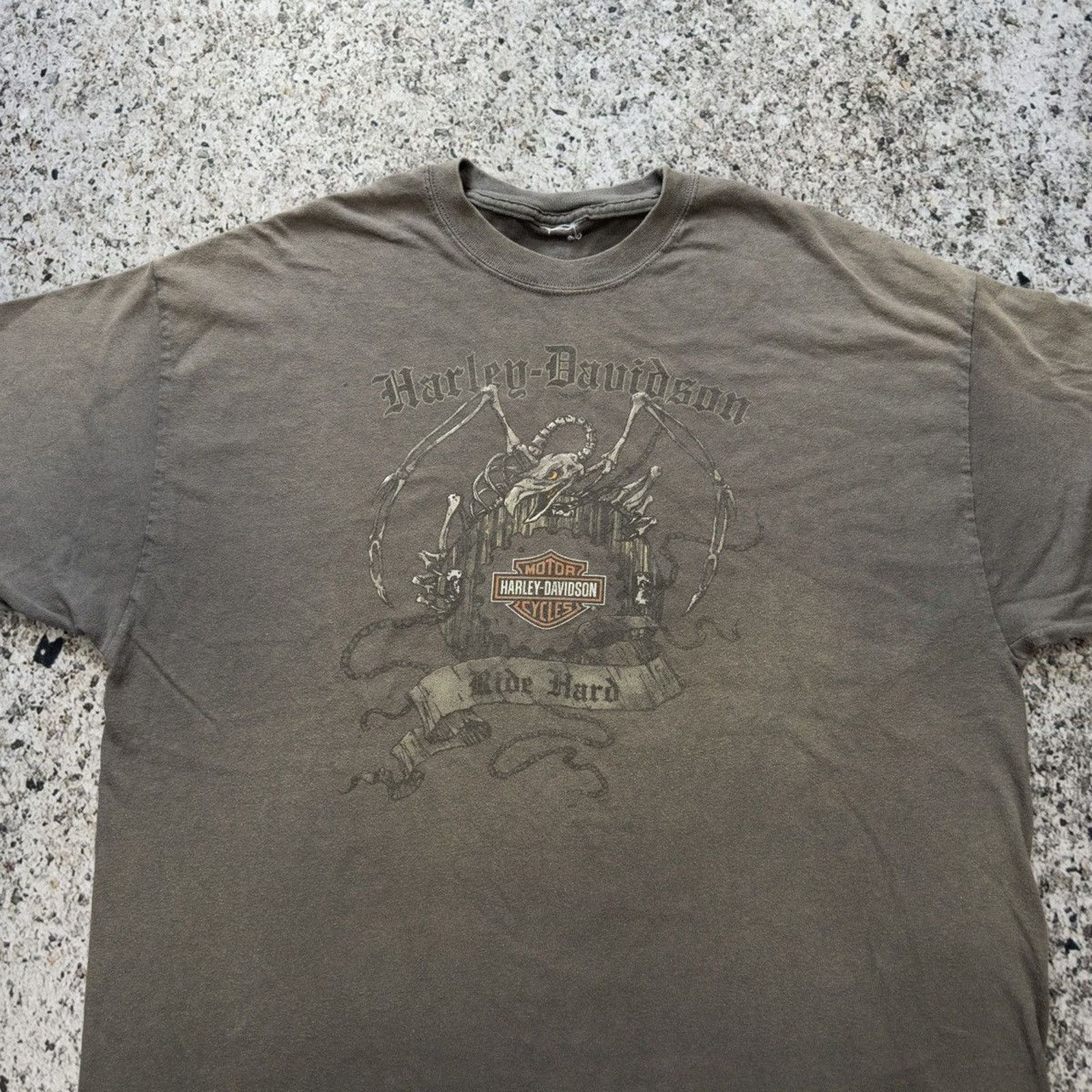 Harley Davidson Faded Thrashed Distressed Dragon Tee ERD Chrome Grunge Size US XL / EU 56 / 4 - 4 Thumbnail